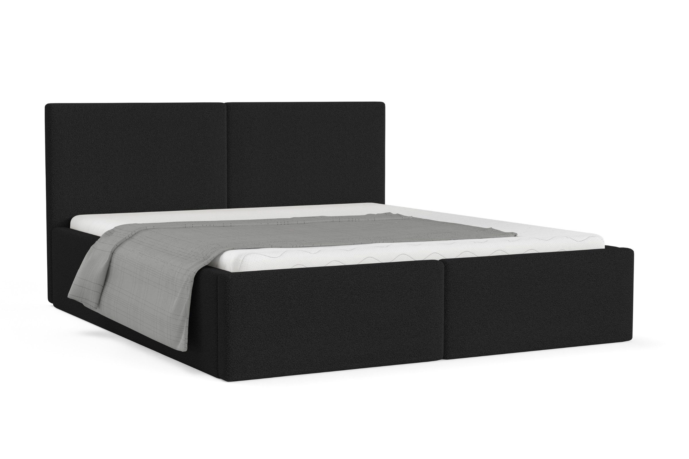 Deine Möbel 24 Polsterbett BEN in Cord, Bouclé & Samt, inkl. Lattenrost und Bettkasten (hochwertiges Komplettbett inkl. Bettkasten & Lattenrost, 1-tlg., Farben: Creme, Beige, Hellgrau, Grau, Anthrazit, Schwarz), 140x200 160x200 180x200 200x200