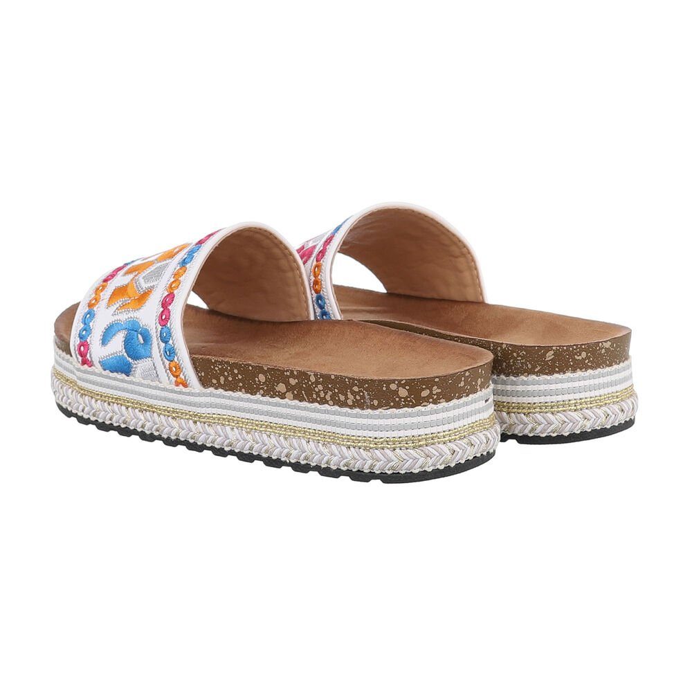 Ital-Design Damen Mules Freizeit Plateausandaletten (85698163) Flach Pantoletten in Weiß