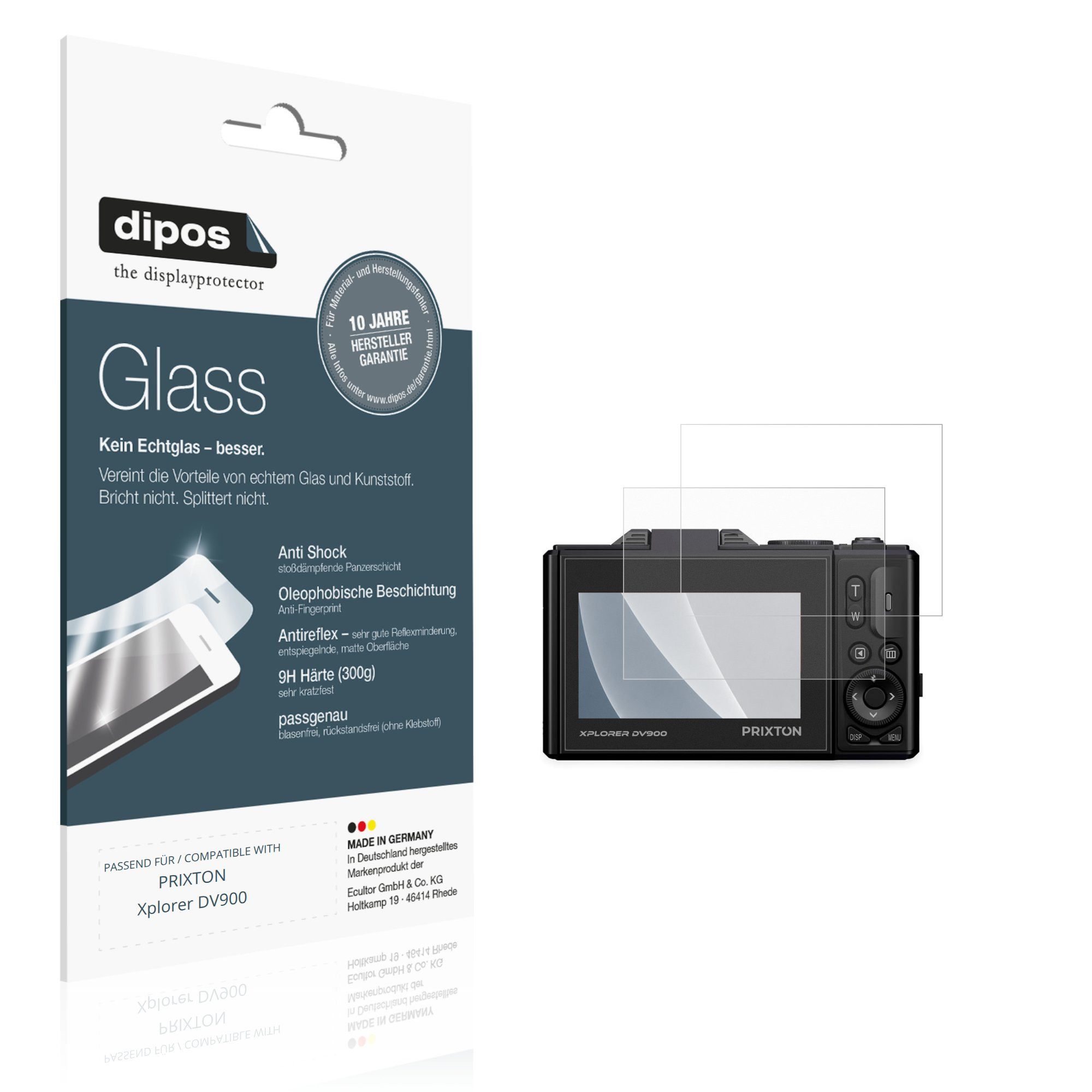 dipos Displayschutzfolie Schutzfolie für PRIXTON Xplorer DV900, 2 Stück, Displayschutz Schutz Folie Made in Germany