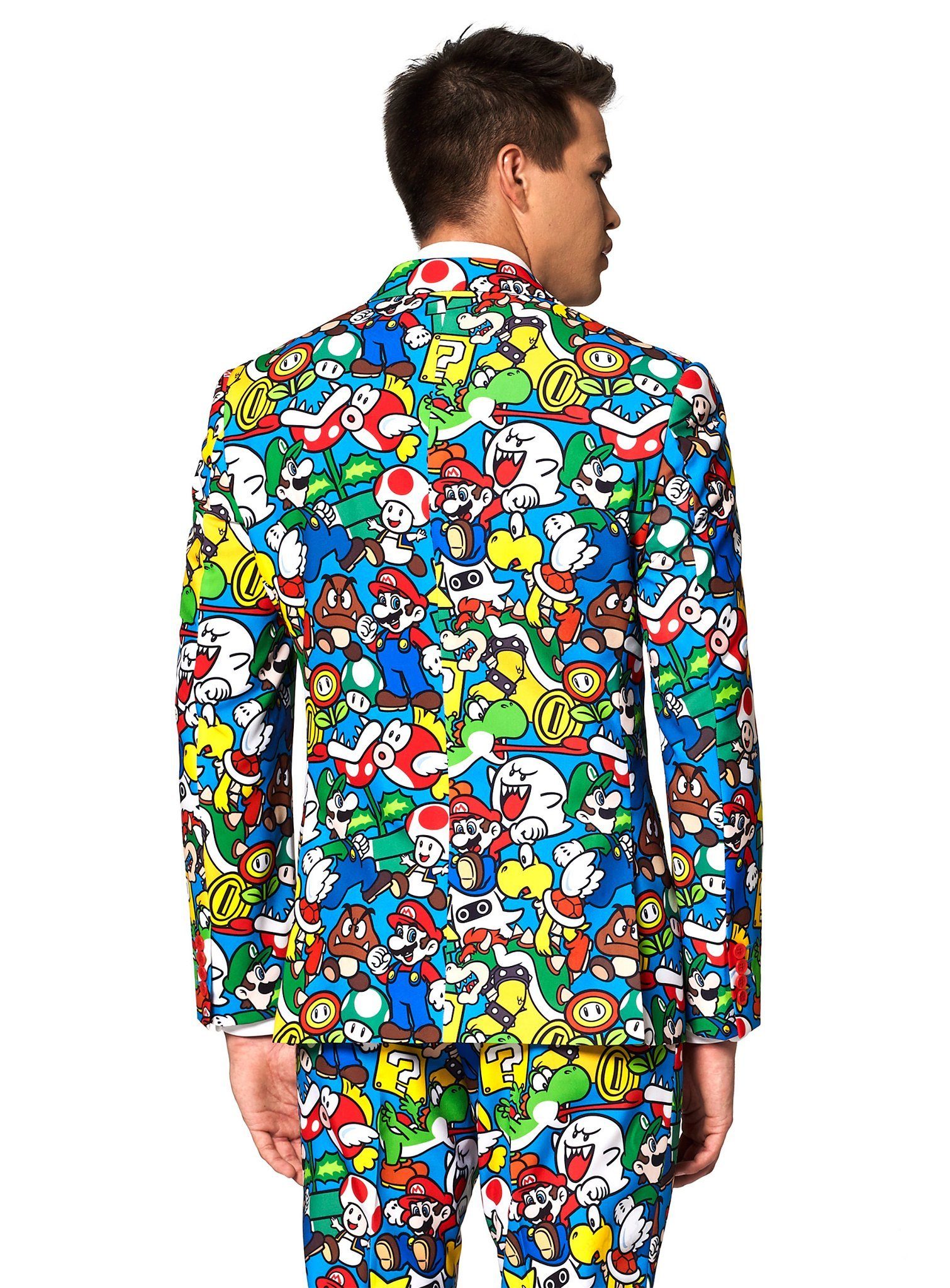 Opposuits Partyanzug Super Mario Partyanzug Karneval Faschingskostüm, Super Mario, super Anzug, super bunt.