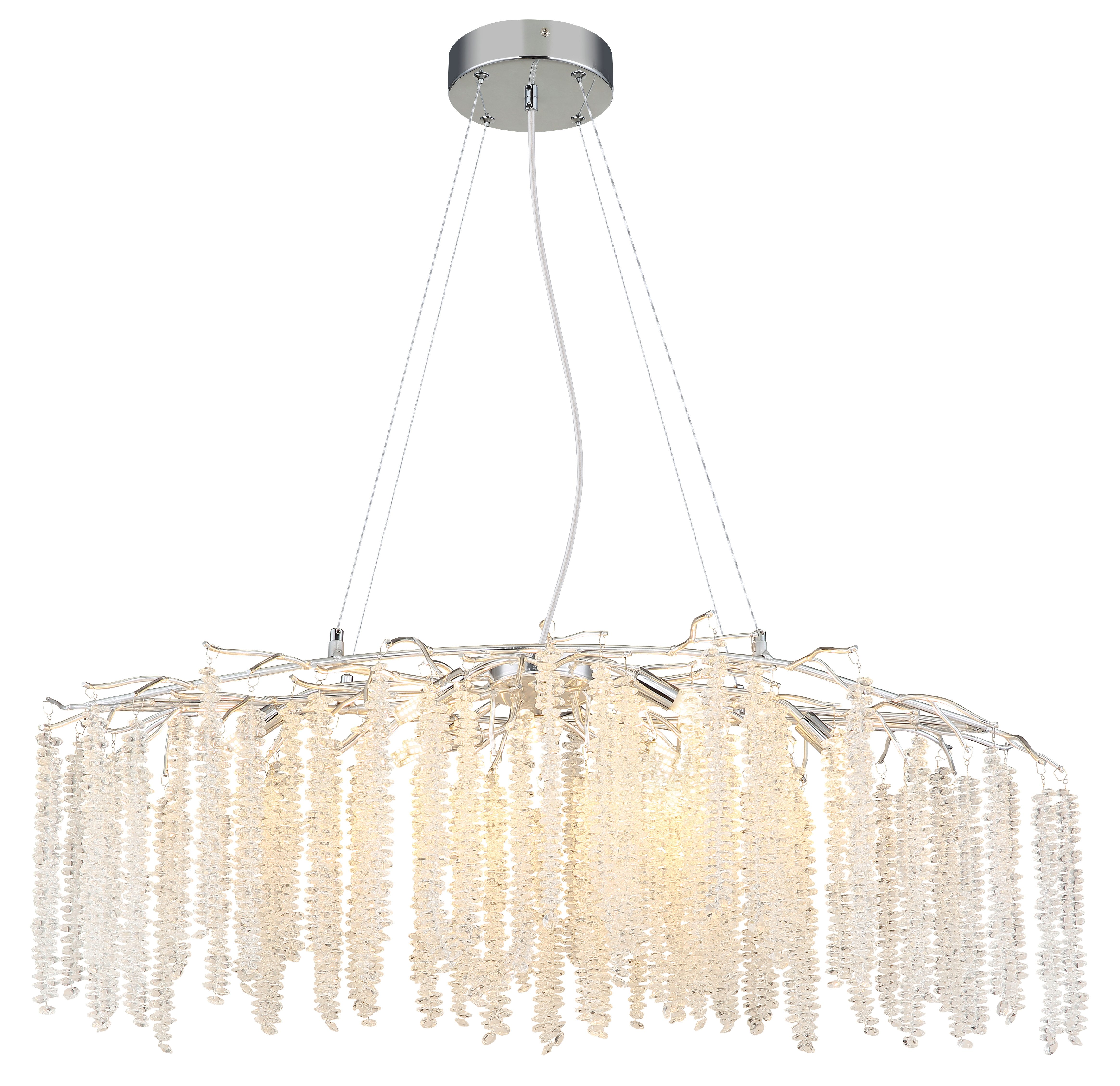 GLOBO LIGHTING Hängeleuchte LAVERNE, ohne Leuchtmittel, Kristall Luster für Wohn- & Esszimmer Chrom