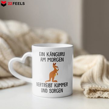 22Feels Tasse Känguru Süßes Tier Spruch Geschenk Work and Travel in Australien Humor, Keramik, Made In Germany, Spülmaschinenfest, Herzhenkel