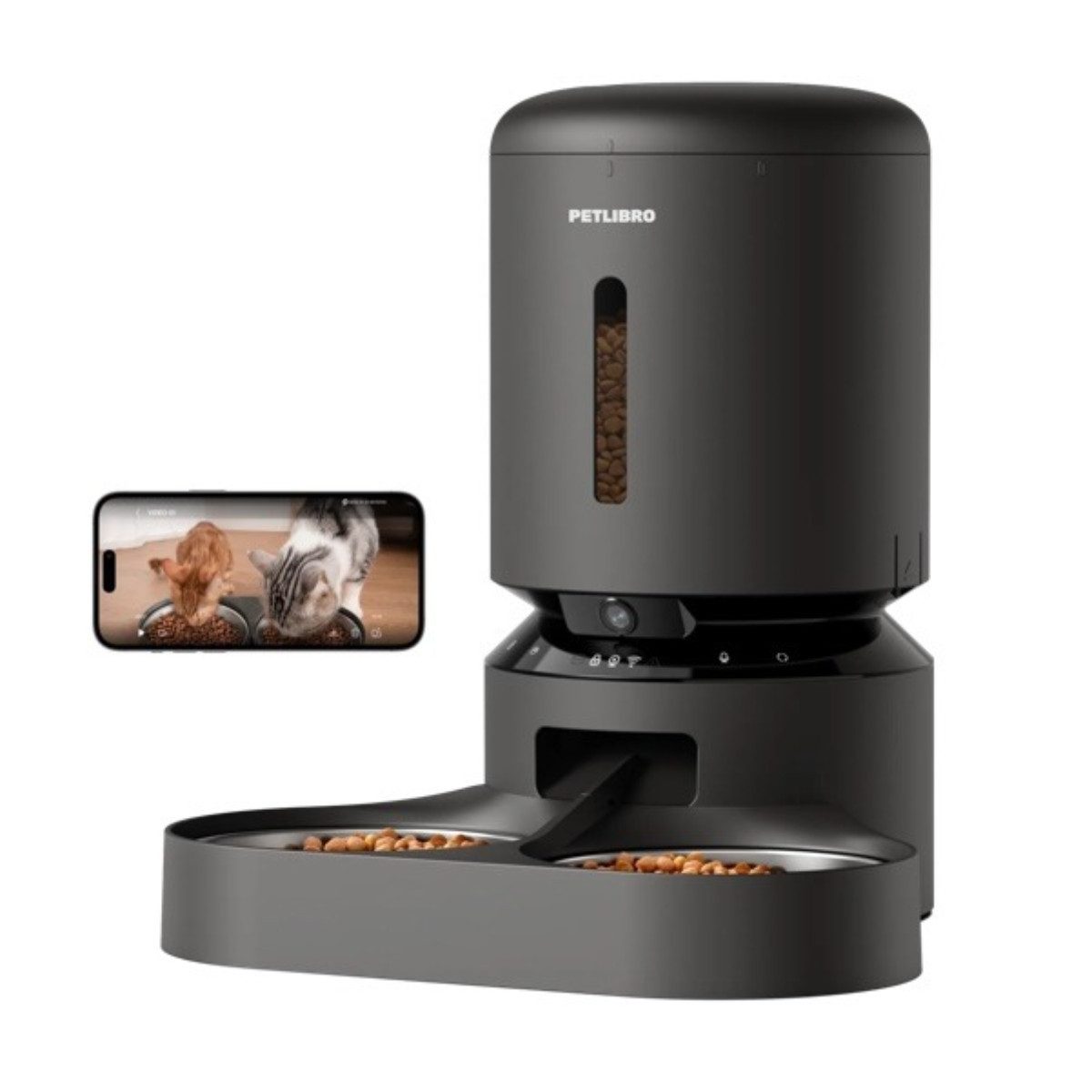 Petlibro Futterautomat Granary Dual, 5 Liter, HD-Kamera, Doppelbehälter, schwarz