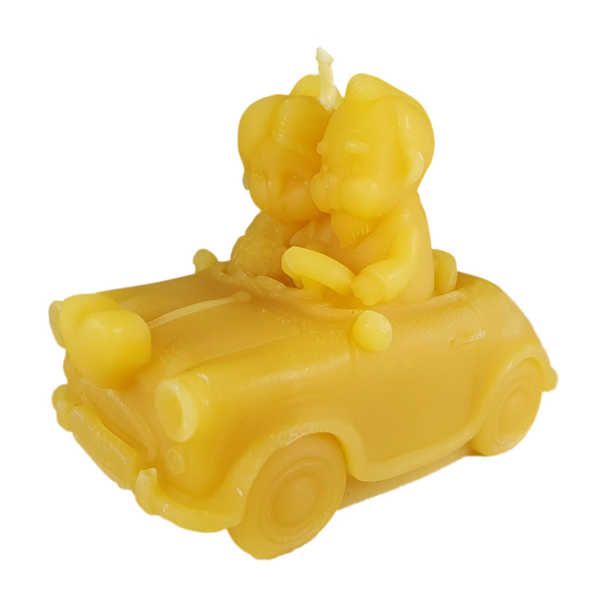 Aspinaworld Bienenwachskerze Oma und Opa Kerze im Auto 7 cm natur – offenes Cabriolet (1-tlg)