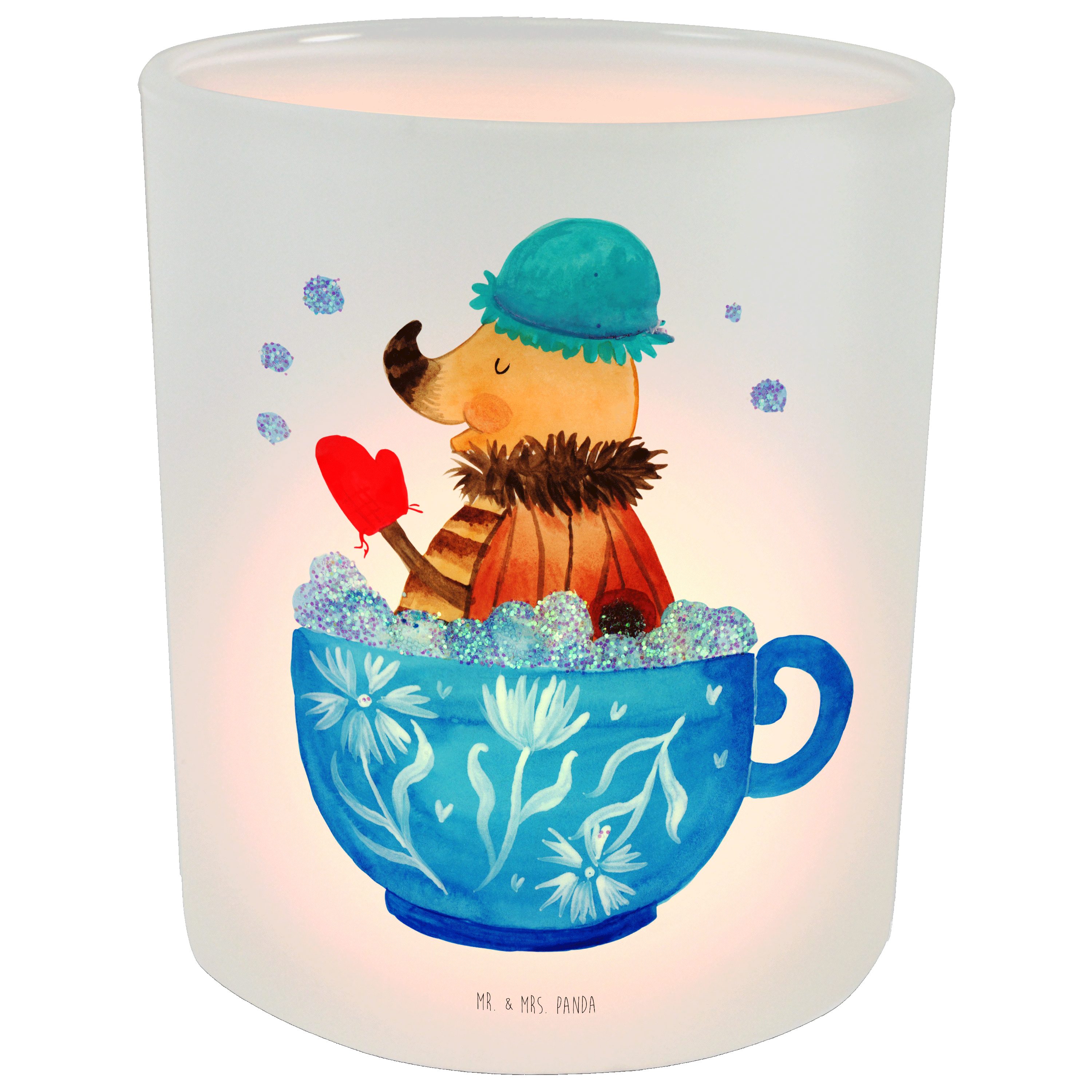Mr. & Mrs. Panda Windlicht Nachtfalter Schaumbad - Transparent - Geschenk, Kerzenglas, lustige S (1 St), Gemütlich