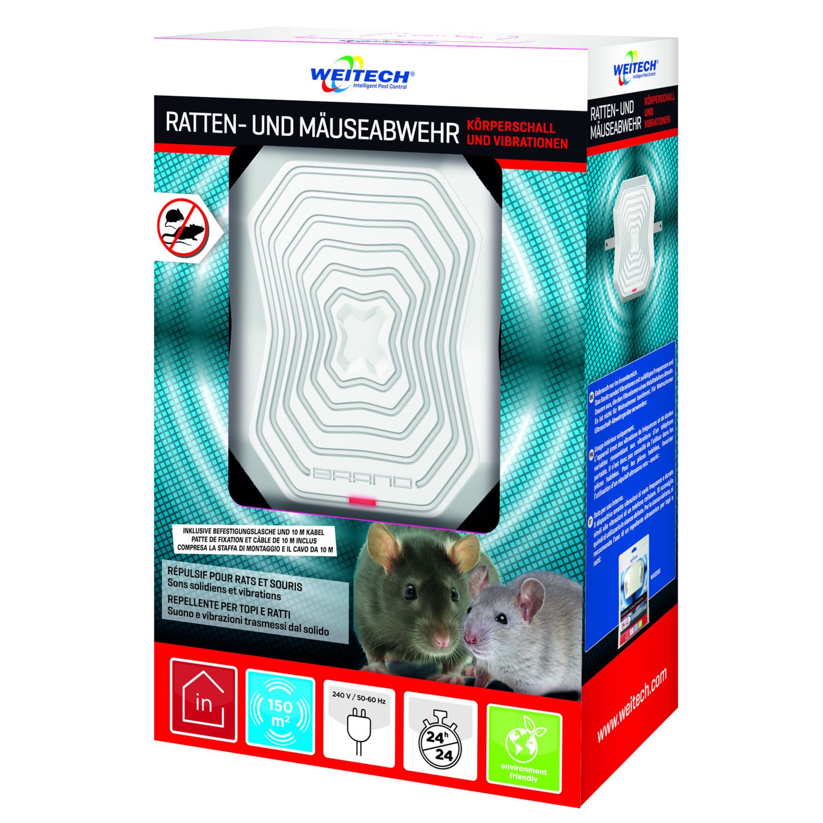 Ultraschall-Tierabwehr Indoor Ratten- und Mäuseabwehr mit Körperschall und Vibration
