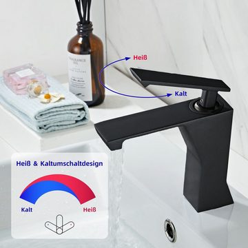 DAKYAM Waschtischarmatur Wasserhahn Bad Küche Waschbeckenarmatur Badarmaturen Kupfer Wasserfall mit Schlauch