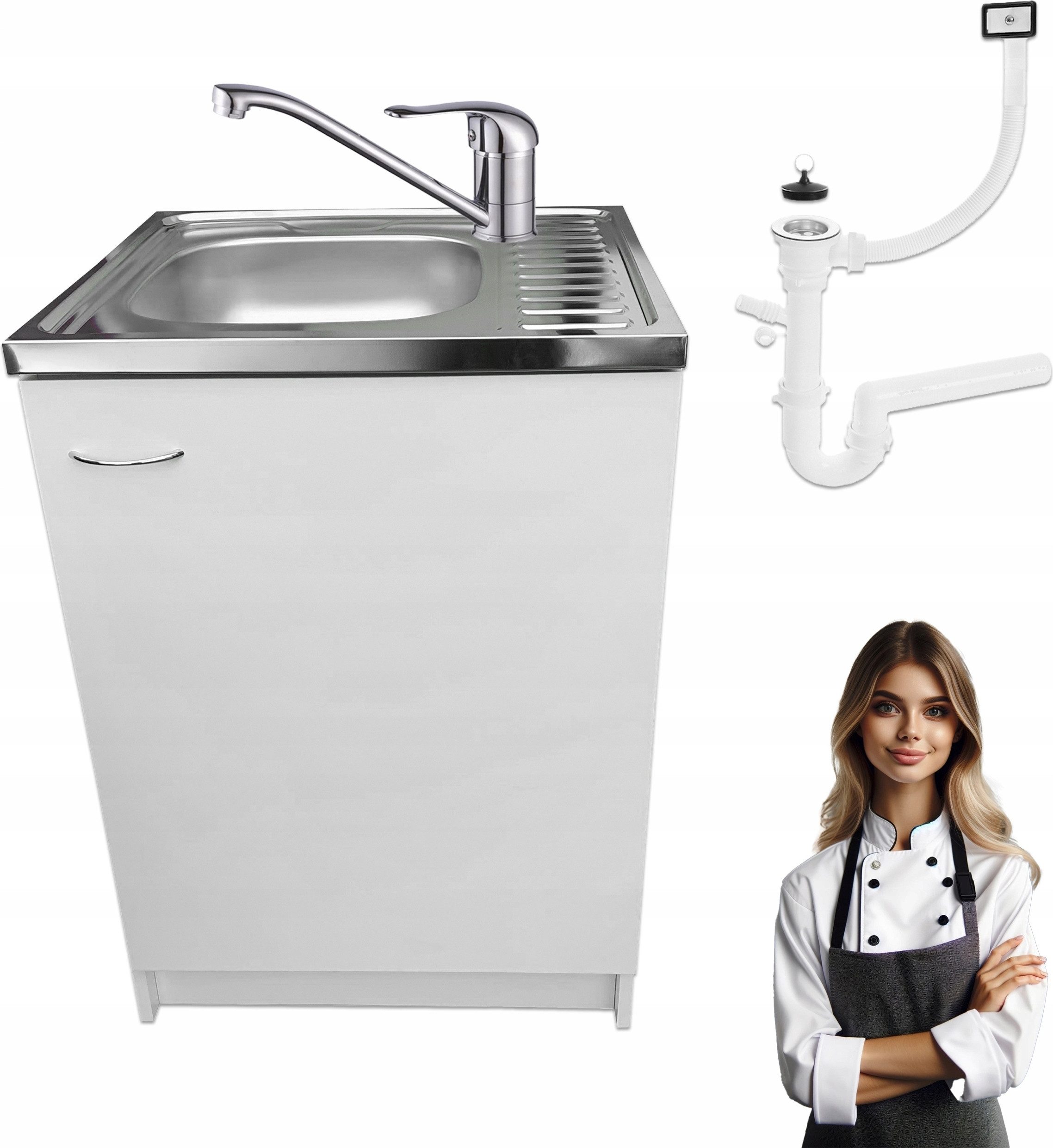 STAMAR Spülenschrank Küchenschrank 60cm Weiß Deante Spüle Abtropf Armatur C günstig online kaufen
