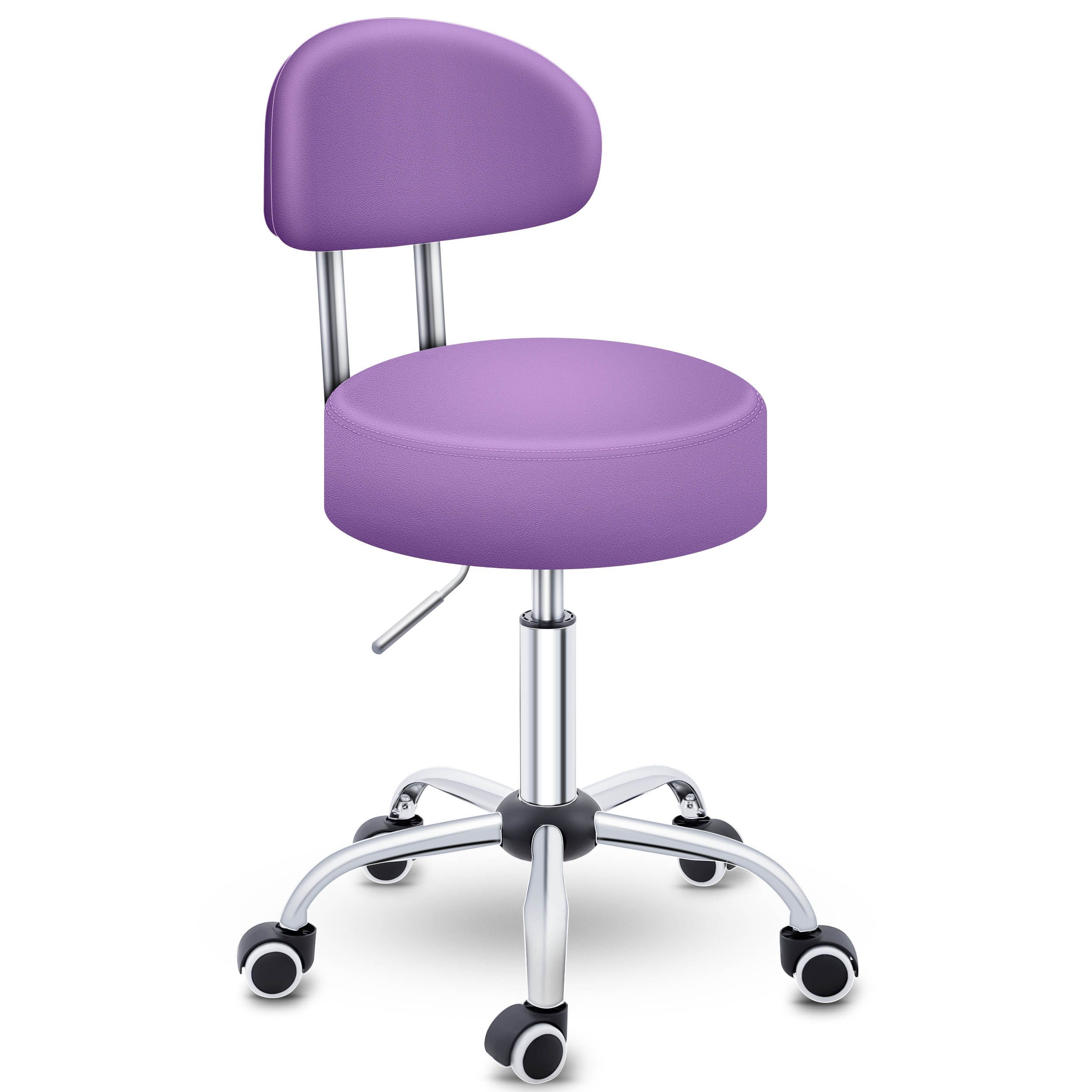 TRESKO Поворотний табурет Rollhocker mit Lehne, Arbeitshocker höhenverstellbar 46-58 cm, Bürostuhl mit Rollen Табурети Drehstuhl Kosmetikhocker