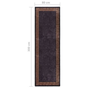 Teppich Teppich Waschbar 80x300 cm Schwarz und Golden Rutschfest Teppich, vidaXL, Höhe: 300 mm