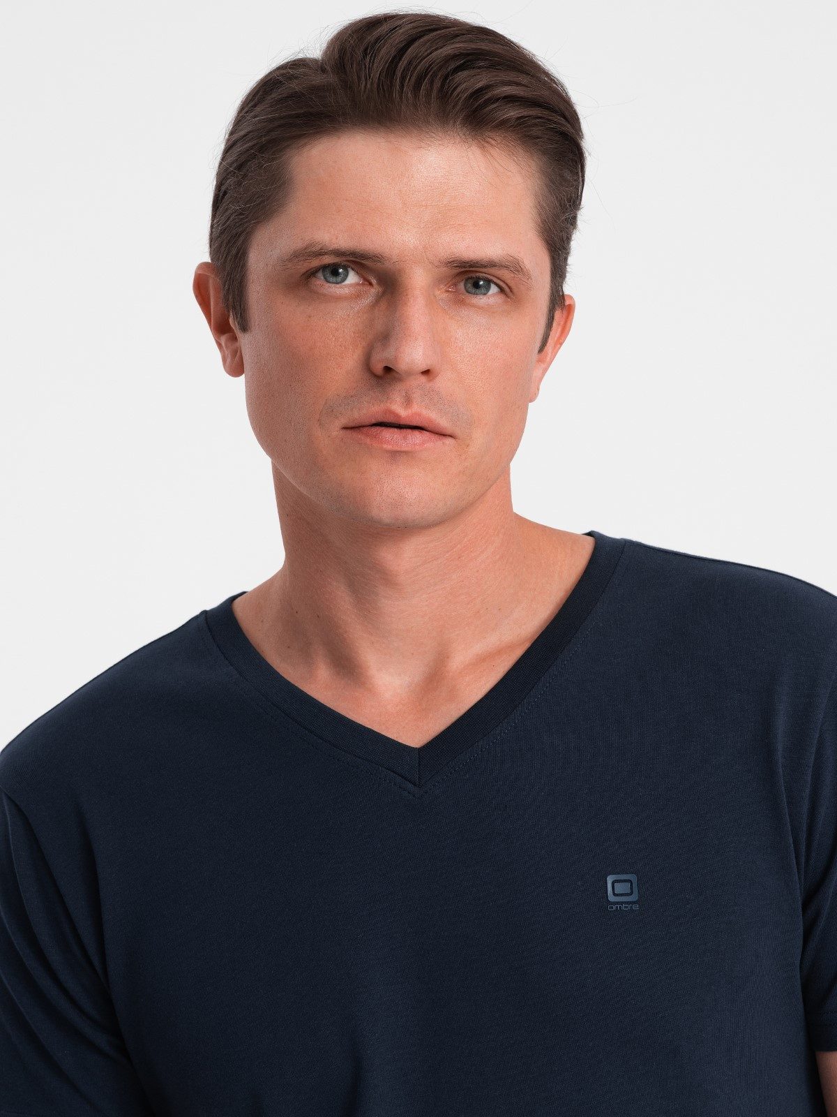 OMBRE T-Shirt Herren V-NECK-T-Shirt mit Elastan – Bild 3 von 5