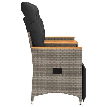 vidaXL Loungesofa Gartensofa 2-Sitzer Verstellbar mit Tisch Grau Poly Rattan, 1 Teile