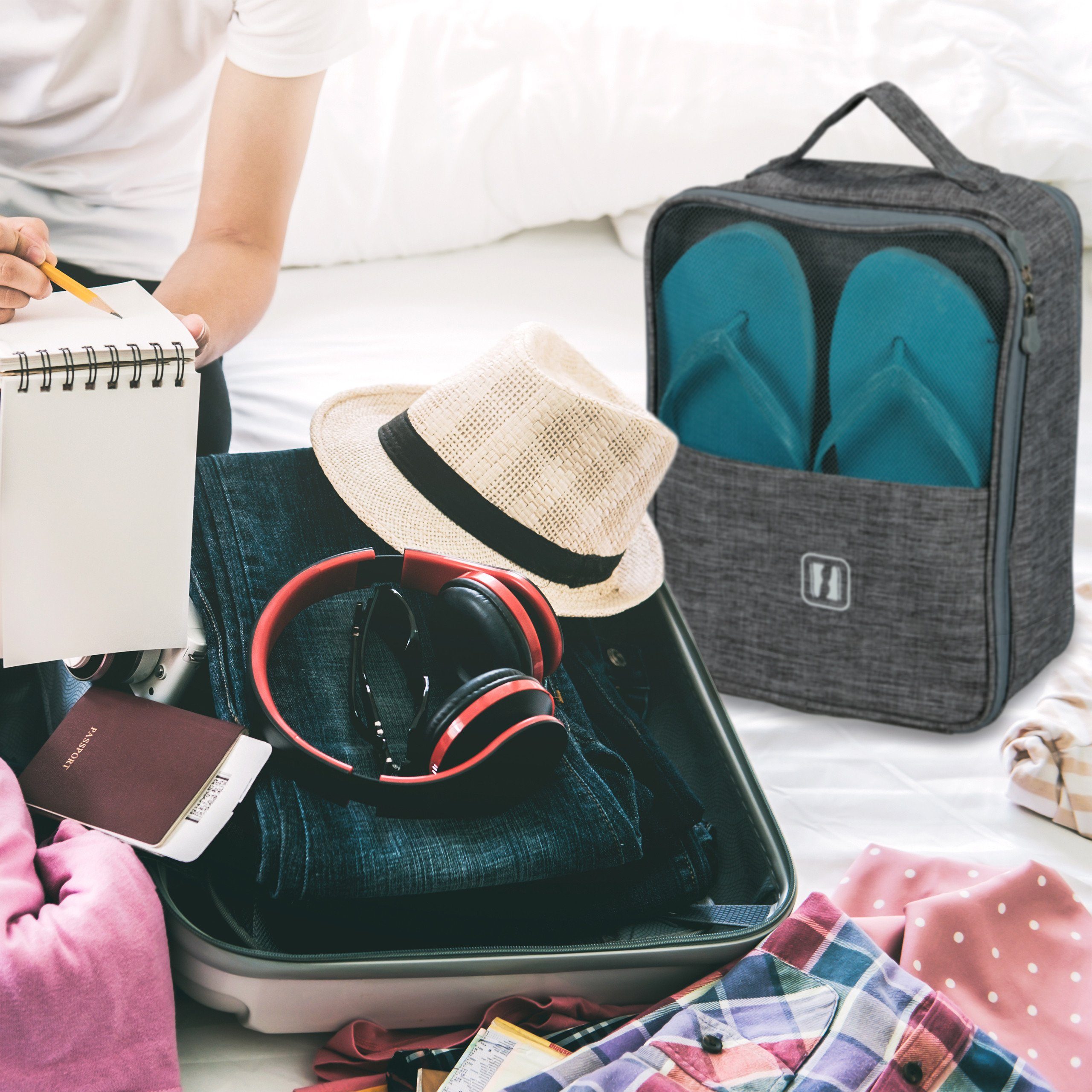 relaxdays Reisetasche 2er Set Schuhtasche Reise