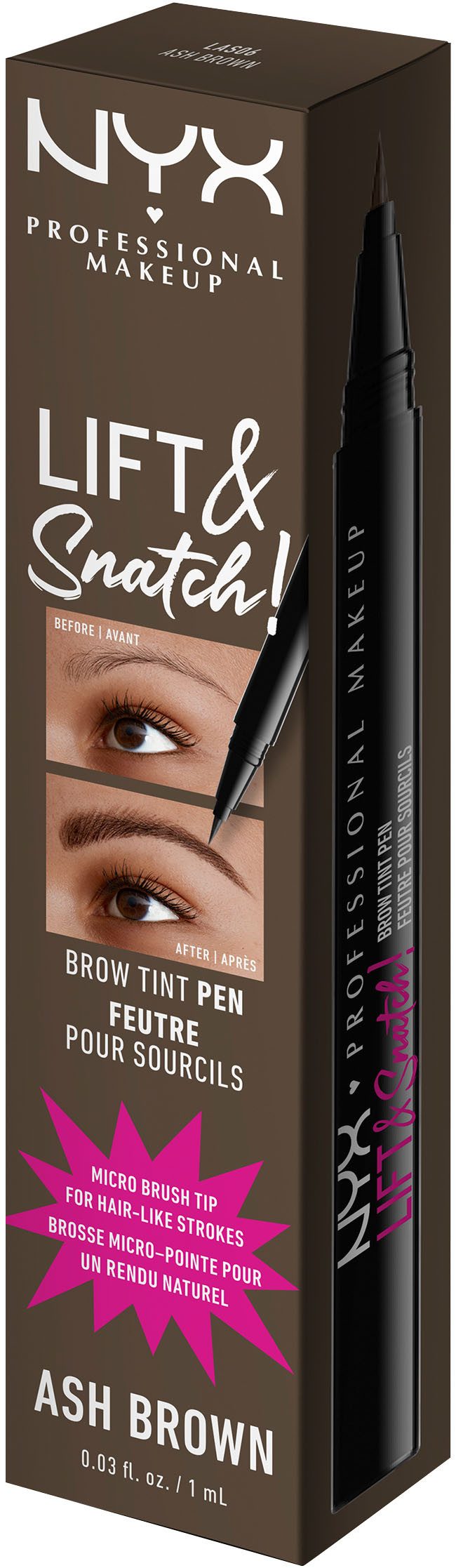 NYX PROFESSIONAL MAKEUP Schmink-Set The Brow Glue Stick + Lift & Snatch Brow Tint Pen, Nicht klebrig und wischfest, variable Deckkraft, bis zu 16h Halt.
