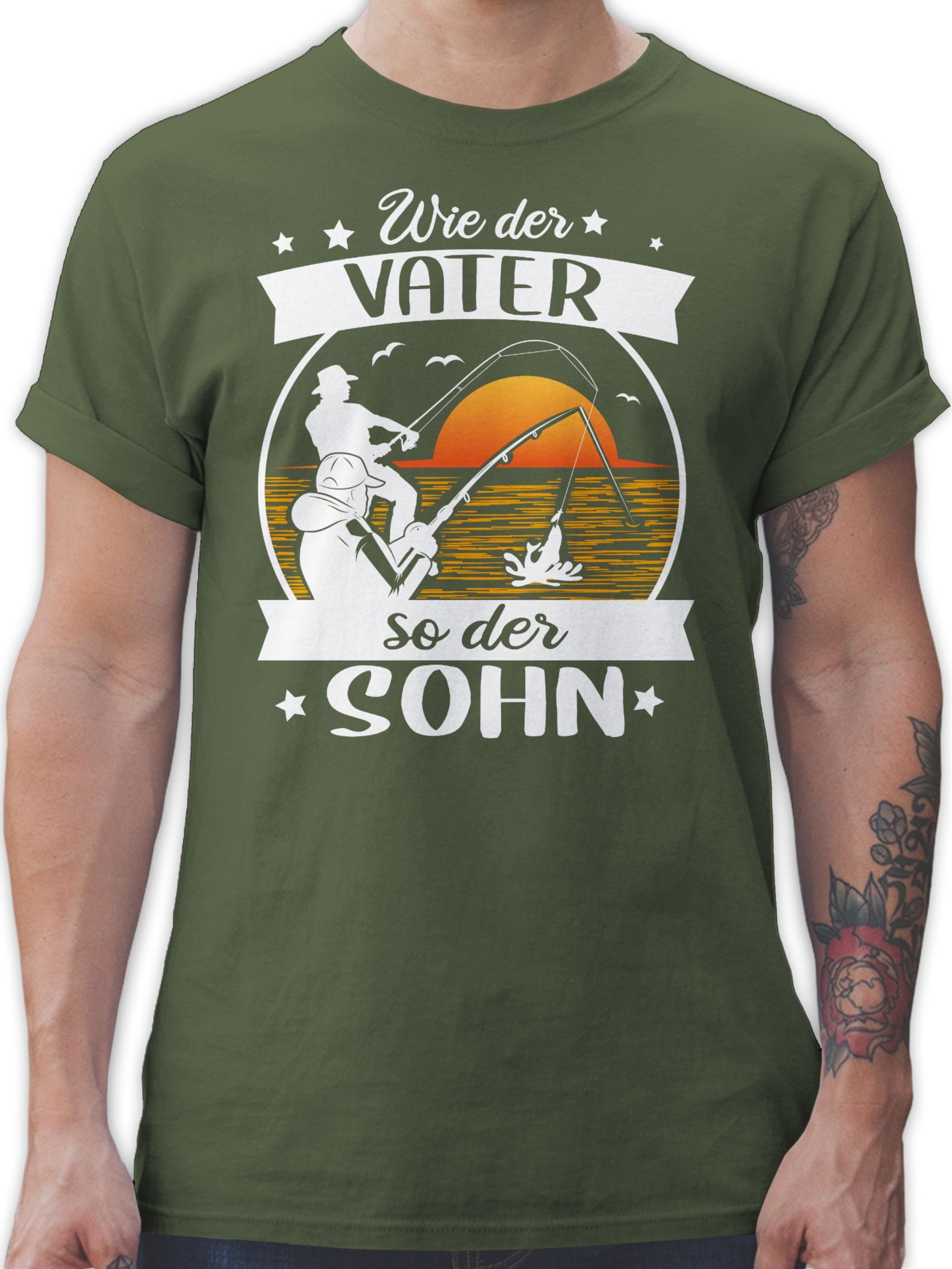 Shirtracer T-Shirt Wie Vater der Army Angler Angeln - Grün weiß/orange der so - 2 Geschenke Sohn