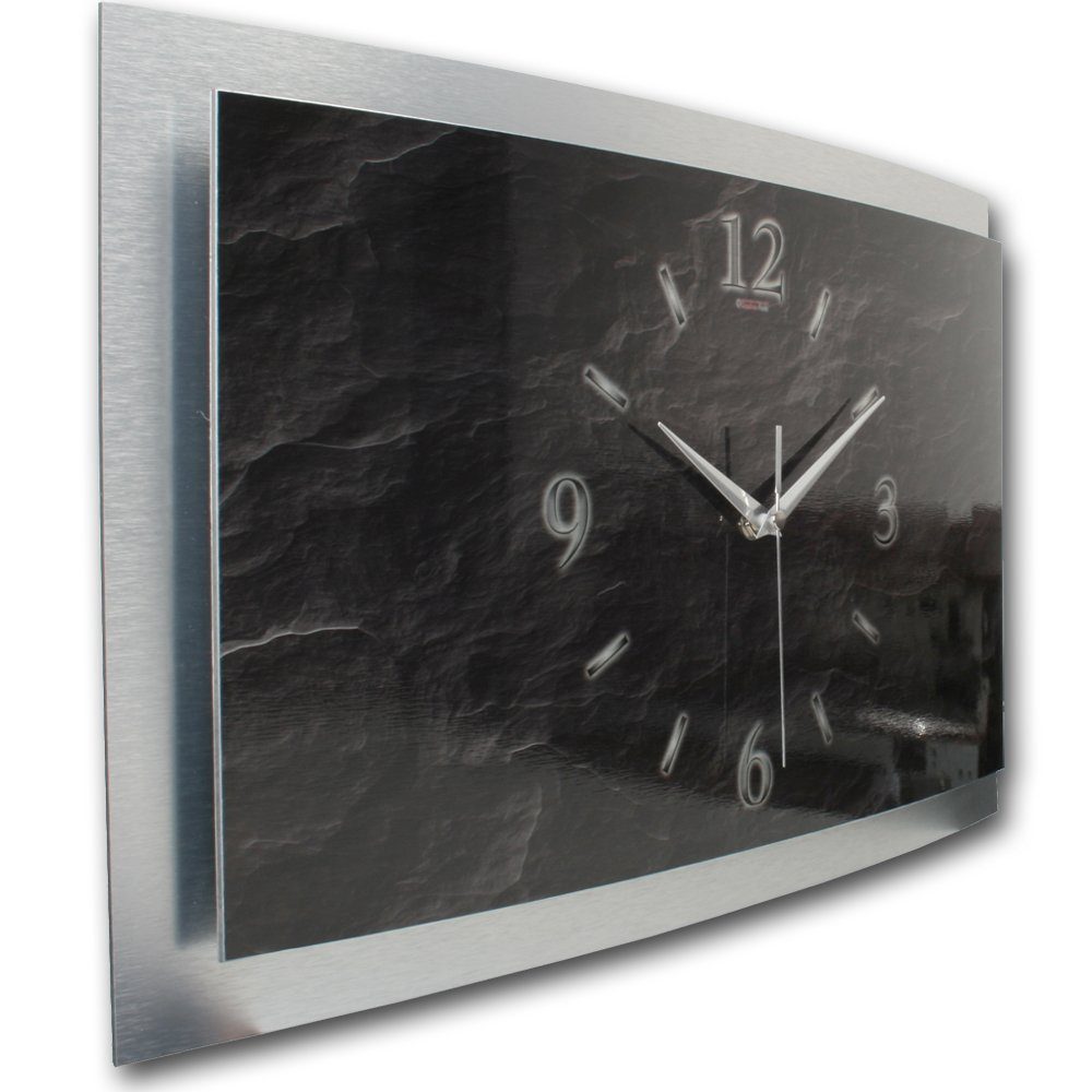 Kreative Feder Funkwanduhr 3D Designer-Wanduhr „Schiefer-Optik“ aus gebürst günstig online kaufen