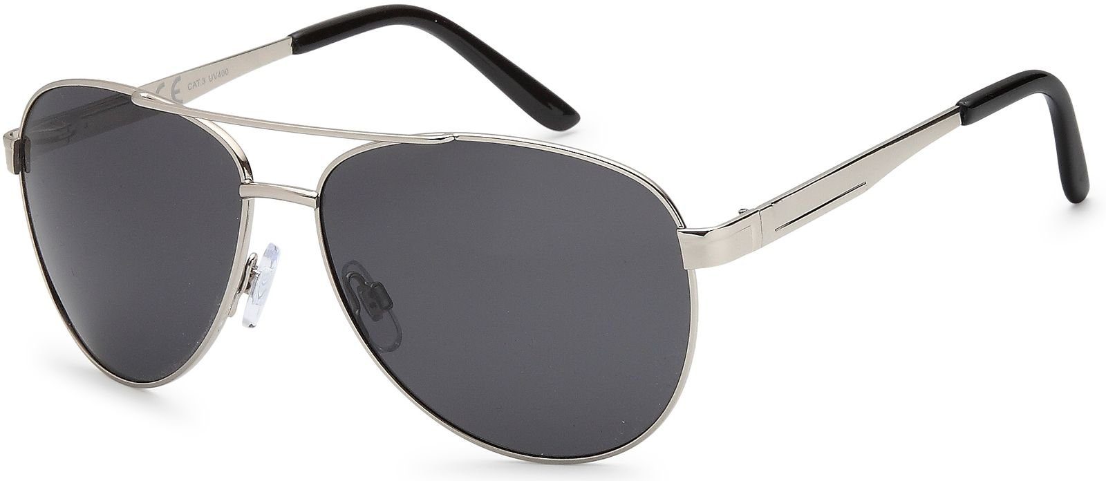 styleBREAKER Sonnenbrille (1-St) Polarisiert Gestell Silber / Glas Grau