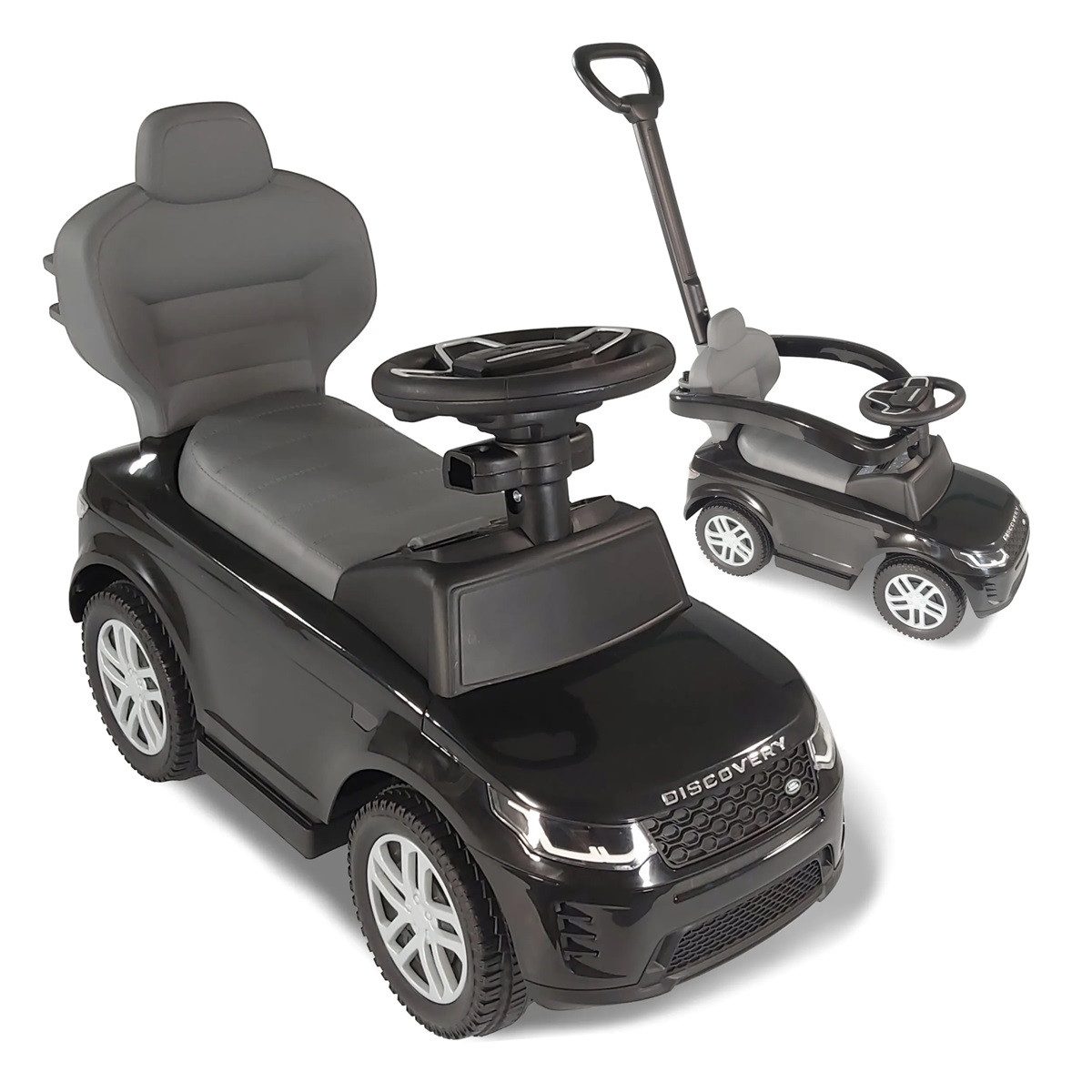 Lemodo Rutscherauto Land Rover mit Schiebestange, Kinderfahrzeug mit Soundlenkrad, 65x28x41cm, ab 12 Monate, offiziell lizenziert