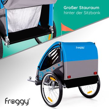 Froggy Fahrradkinderanhänger, mit Federung, 5-Punkt Sicherheitsgurt, für 1 bis 2 Kinder max. 40kg