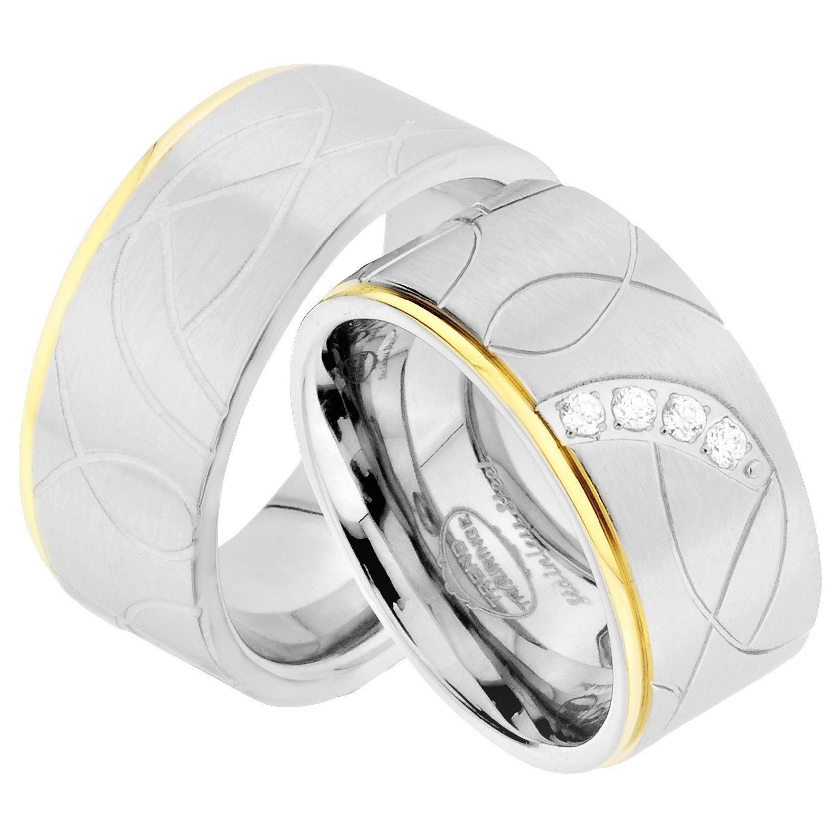 Trauringe123 Trauring Hochzeitsringe Verlobungsringe Trauringe Eheringe Partnerringe Gold Platiert aus Edelstahl JE88