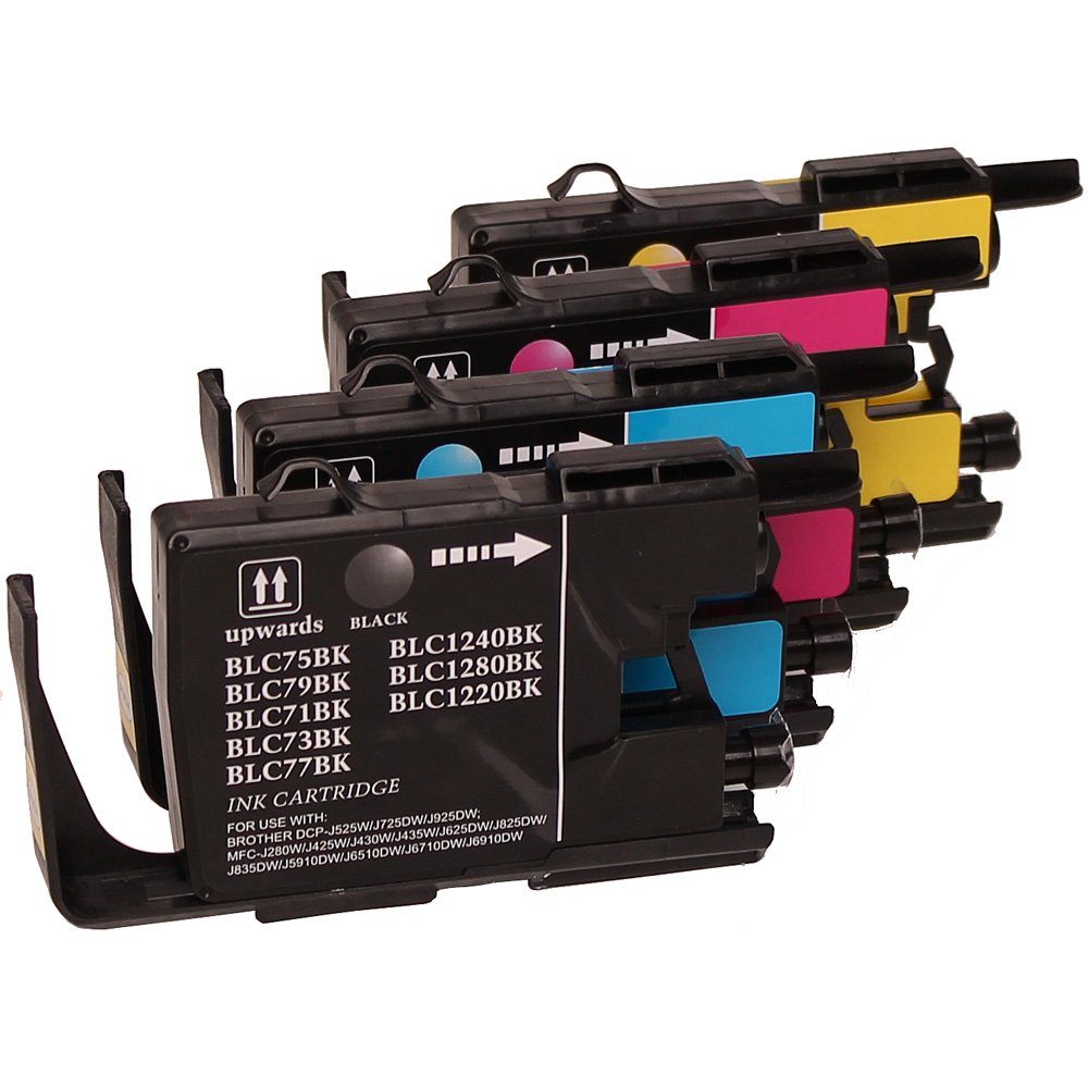 ABC Tintenpatrone (set 4x kompatibel für Brother LC1220 LC1240 DCPJ525W DCPJ725DW DCPJ925, W MFC-J625DW MFC-J6510DW MFC-J6710DW MFC-J6910DW MFC-J825DW MFC-J835DW)