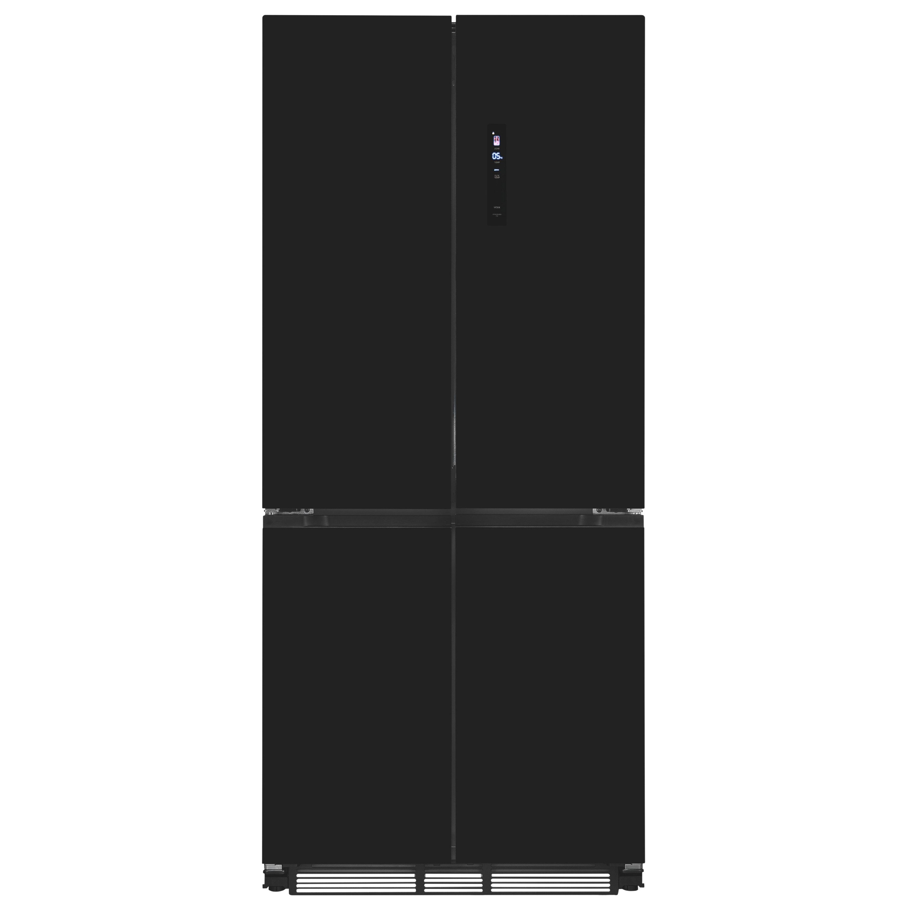 exquisit Multi Door EMD470-170-200E schwarz-glas, 193 cm hoch, 84 cm breit, Nie mehr abtauen – No-Frost & Umluft für perfekte Kühlung