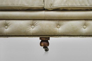 Casa Padrino Chesterfield-Sofa Chesterfield Luxus Echt Leder Sofa 2.5 Seater Vintage Leder von Galata Sawia