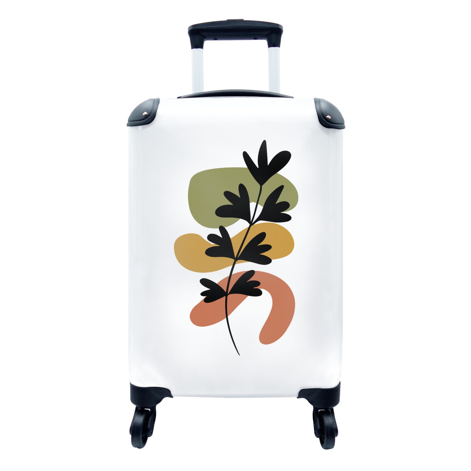 MuchoWow Handgepäckkoffer Pflanzen - Blätter - Pastell - Abstrakt - Botanisch, 4 Rollen, Reisetasche mit rollen, Handgepäck für Ferien, Trolley, Reisekoffer