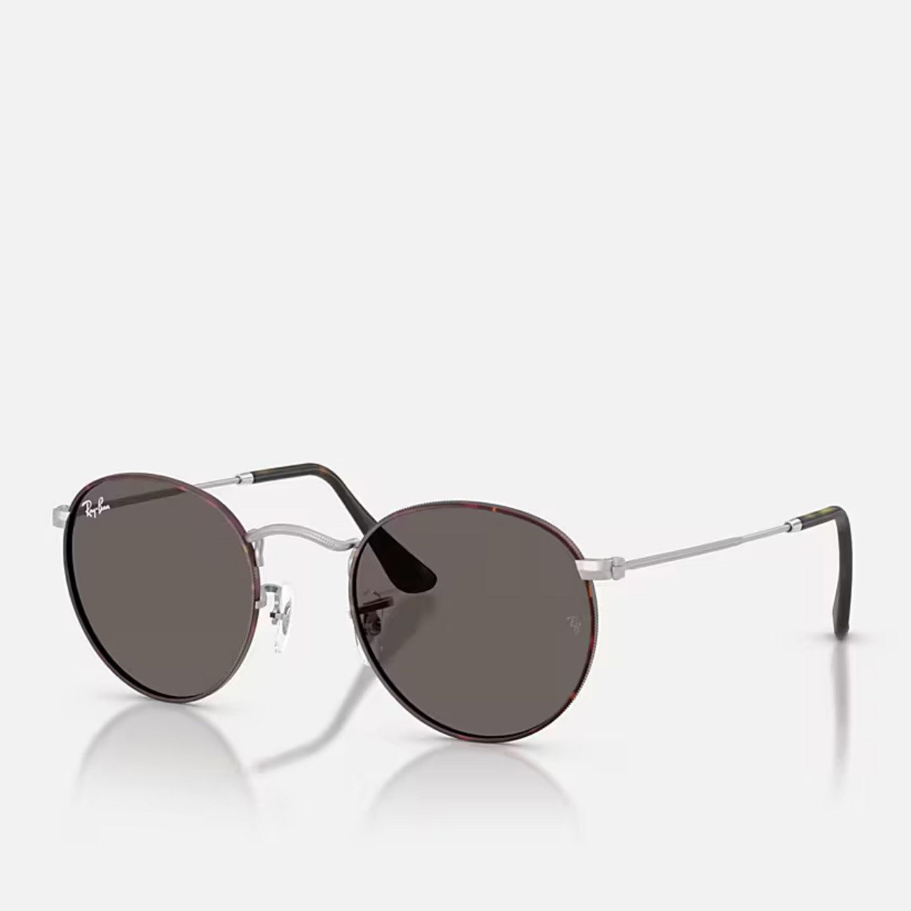 Ray-Ban Sonnenbrille Ray-Ban Round Metal Matt Havana Matt Silber Dark Grey
