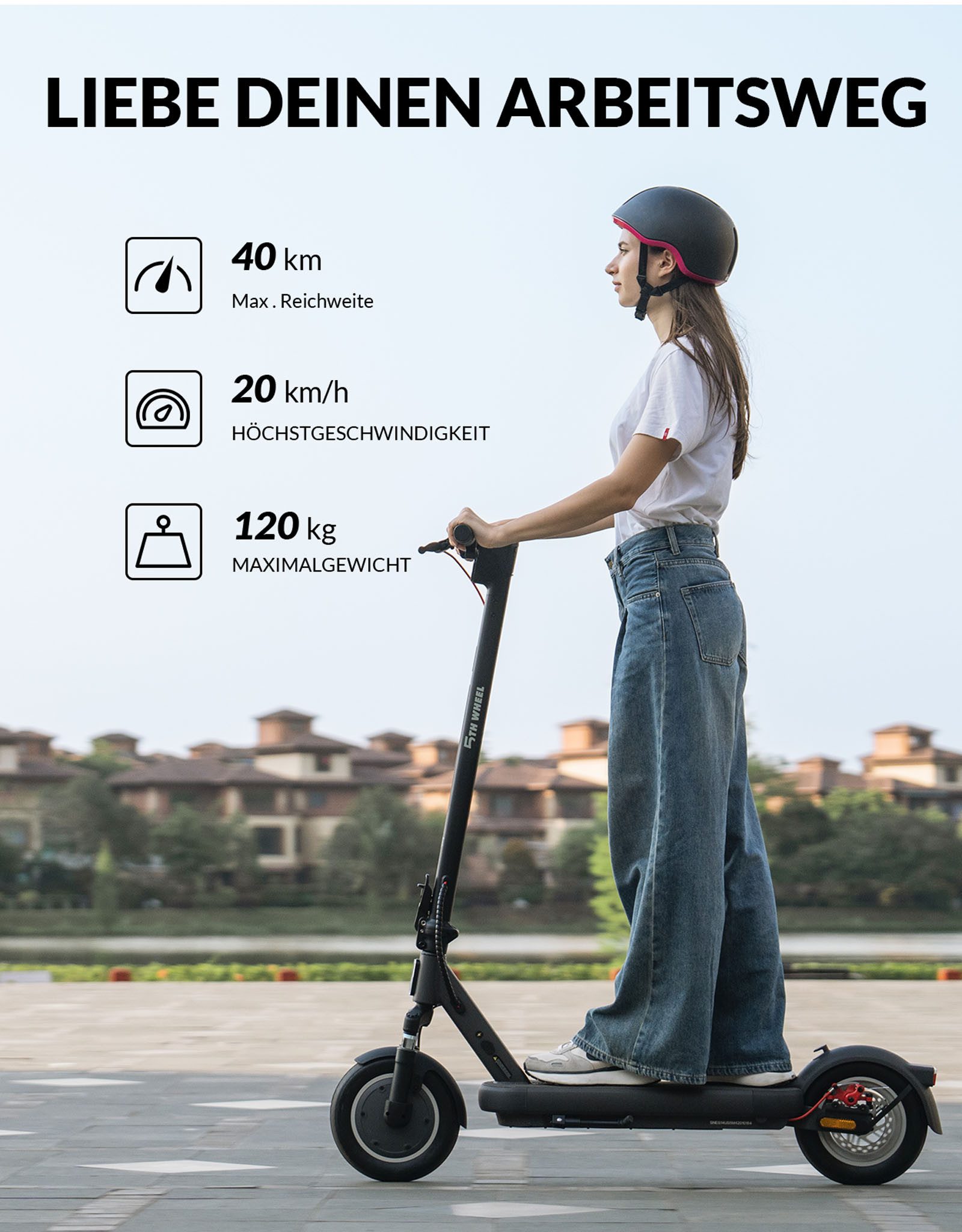 5TH WHEEL E-Scooter V40 Pro mit Straßenzulassung 400W Blinker App vollgefedert 10 Zoll, 400 W, 20 km/h, Diebstahlschutz, App-Unterstützung, bis 40 km Reichweite
