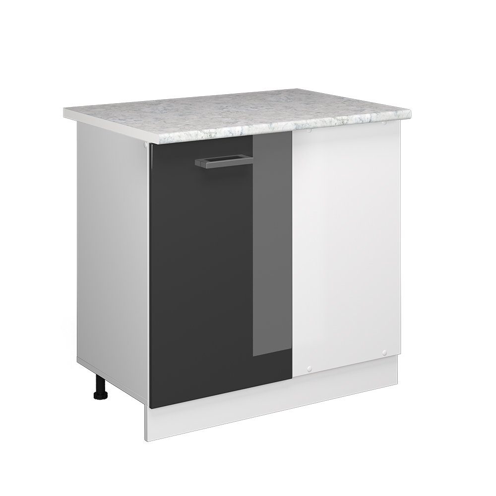 Vicco Eckunterschrank R-Line Anthrazit Hochglanz/Weiß 86 cm AP Marmor günstig online kaufen