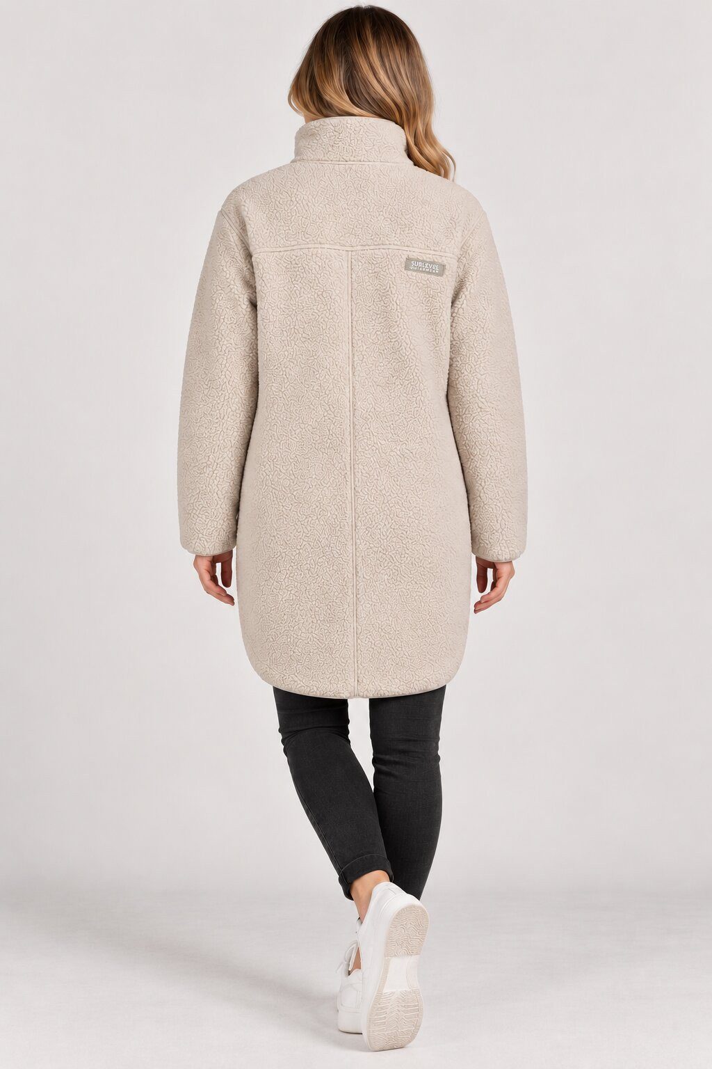 SUBLEVEL Fleecejacke Damen Teddy Fleece Mantel Jacke Lang geschnitten kuschelig Perfekte Passform Hochwertige Verarbeitung, Angenehm weich & warm – Bild 3 von 5