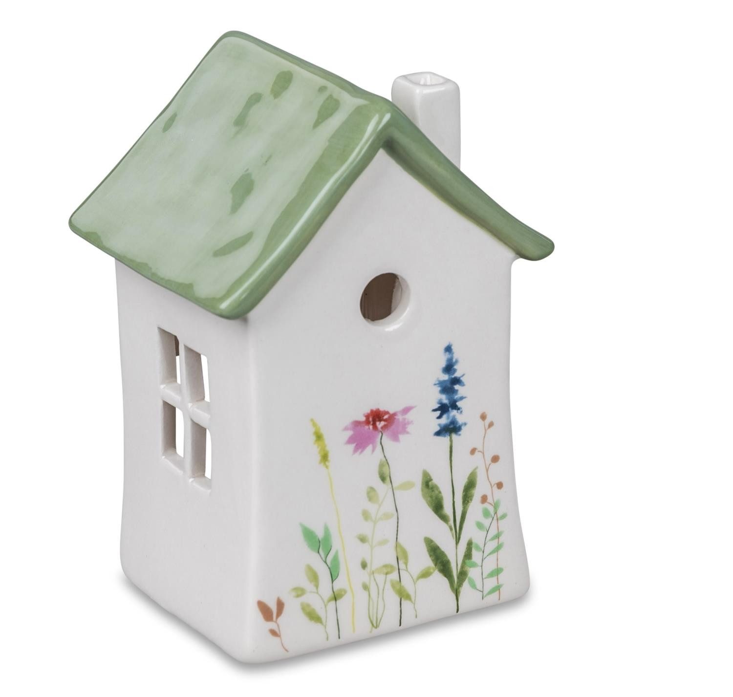 formano Teelichthalter Blumenwiese, Farbe: Weiß, Motiv: Haus günstig online kaufen