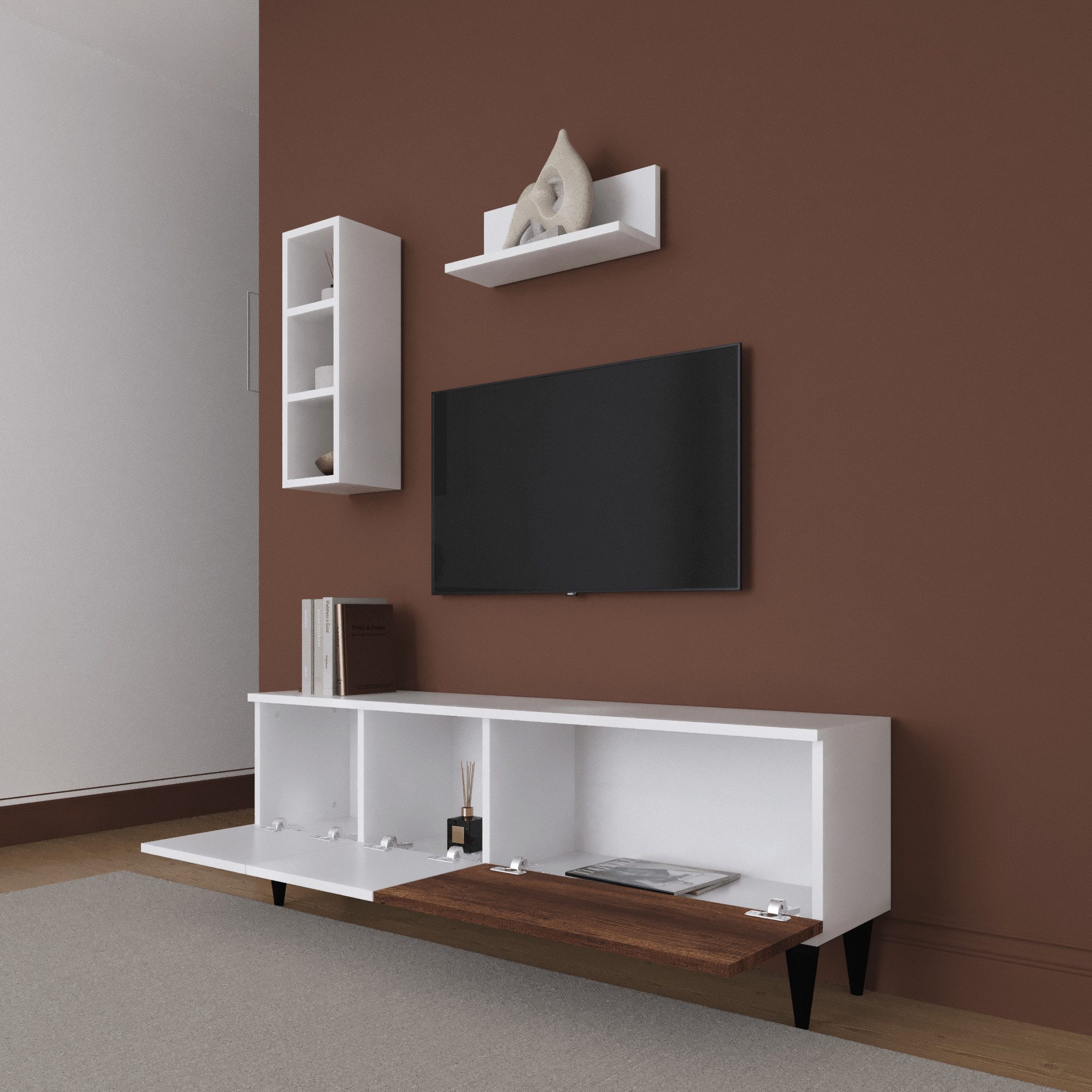BDR Smart Home Art Lowboard Roma TV Schrank 3 Türen Stilvoll & Modern mit 2 Farben