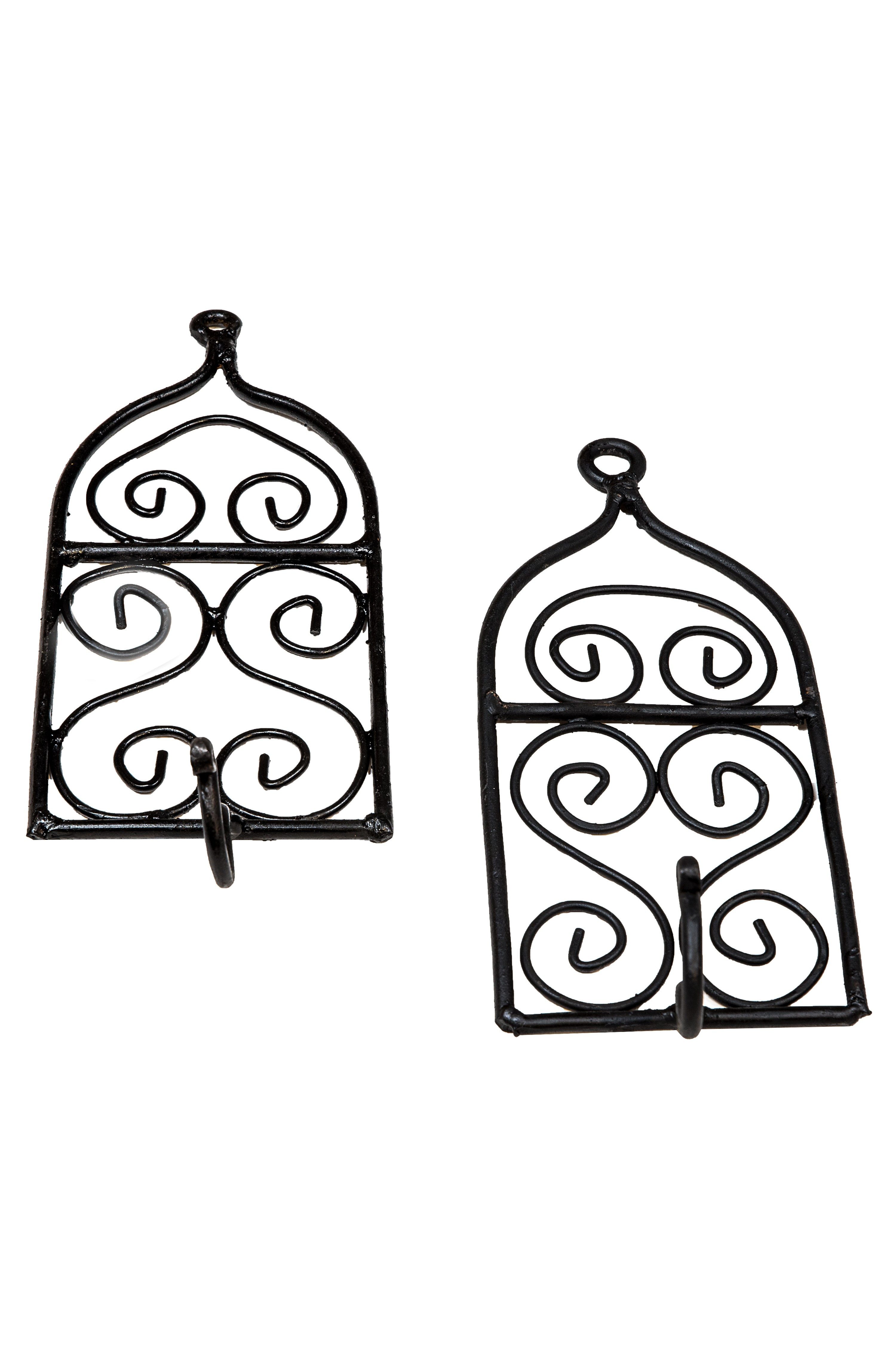 Marrakesch Orient & Mediterran Interior Kleiderhaken Marokkanische Garderobe Sebta klein modern aus Eisen in Schwarz 22 cm, (1-St), Handarbeit