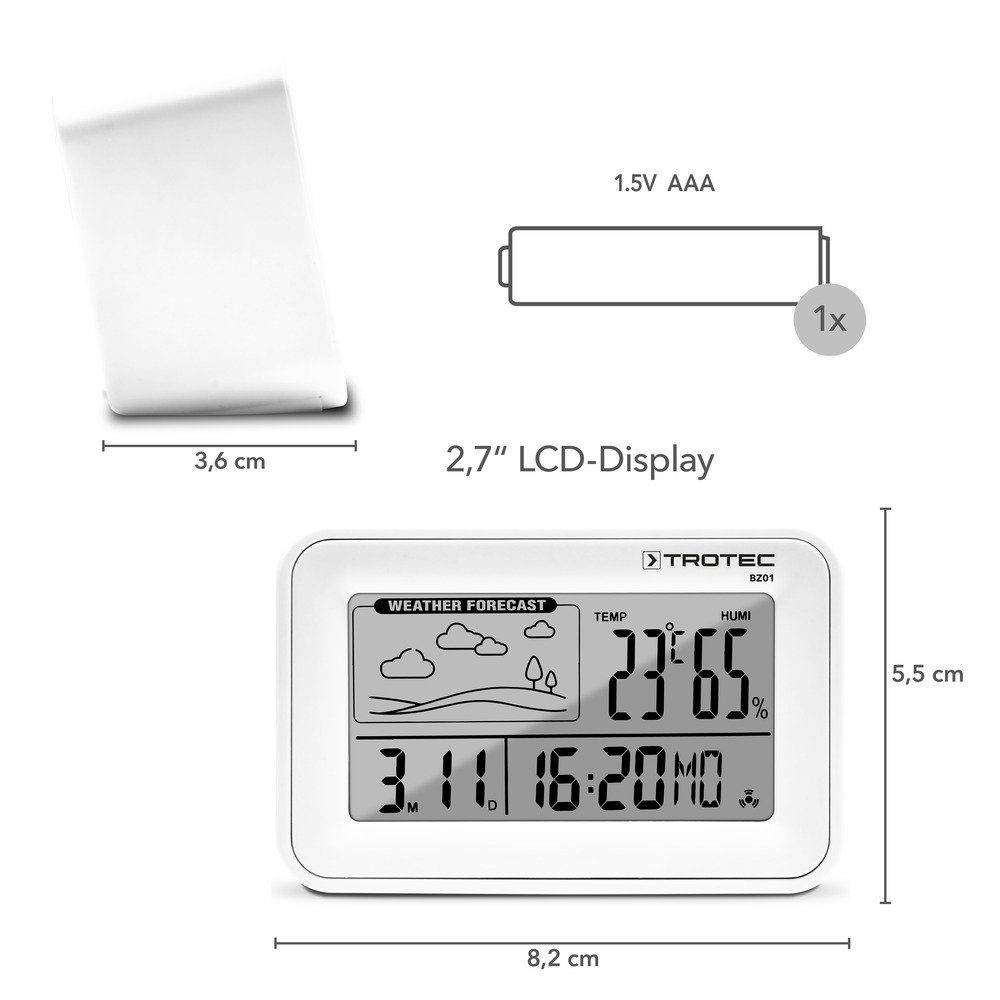 TROTEC Wecker Digital mit Wetterstation BZ01 günstig online kaufen