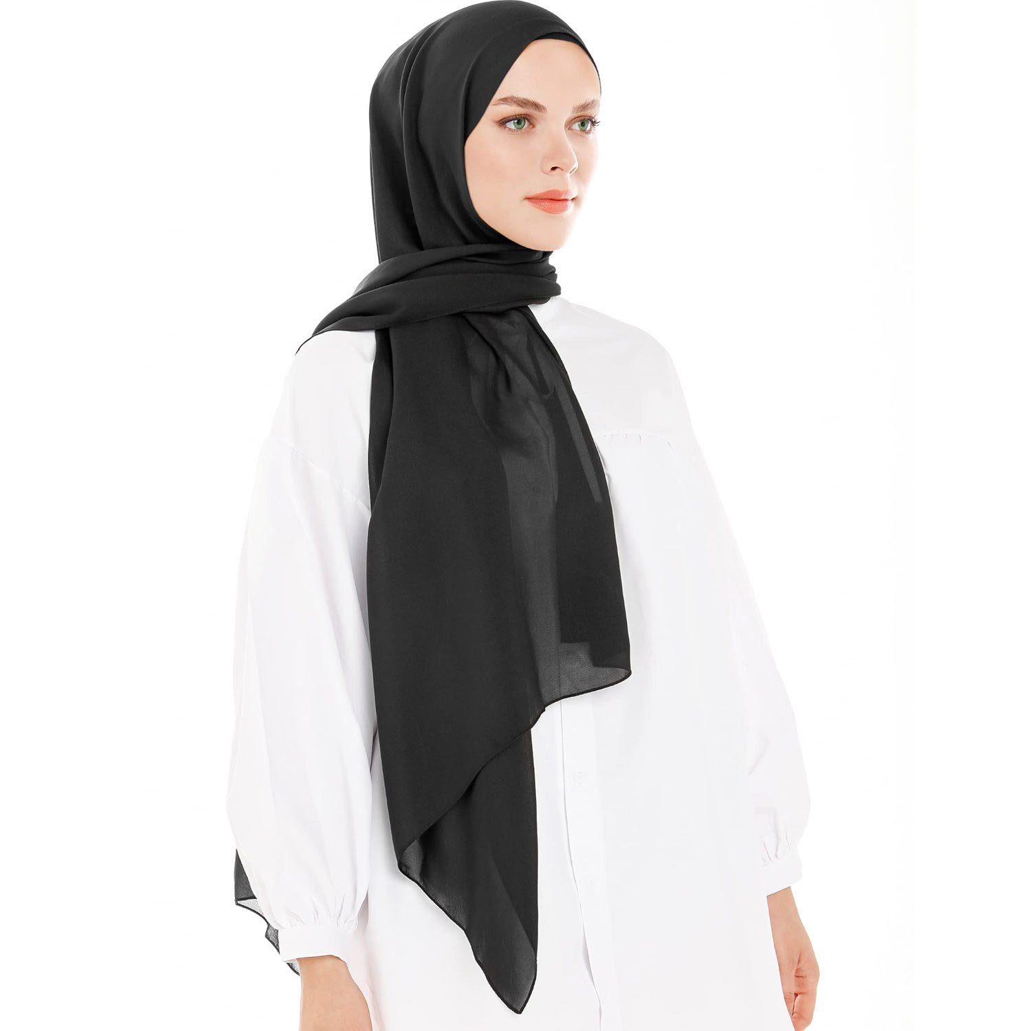 MAGICSHE Halstuch Seidentücher Weicher Chiffon, Bandana Kopftuch, Moderne islamische Chiffon Frauen Kopftuch,72*175CM 16# | Halstücher