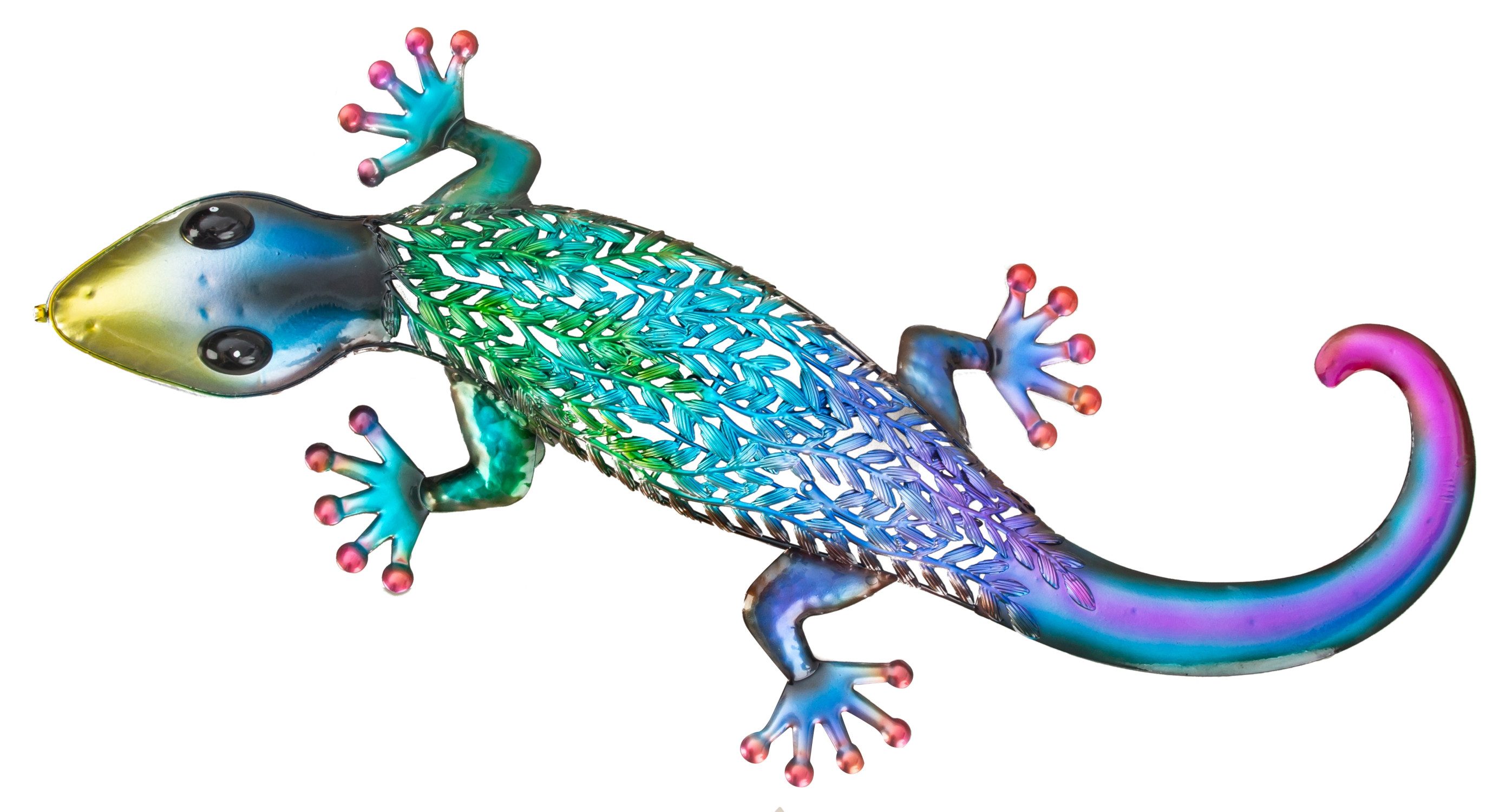 Geschenkestadl Tierfigur Metall Gecko XXL 62cm Wandfigur Gartenfigur Dekoration Haus und Garten