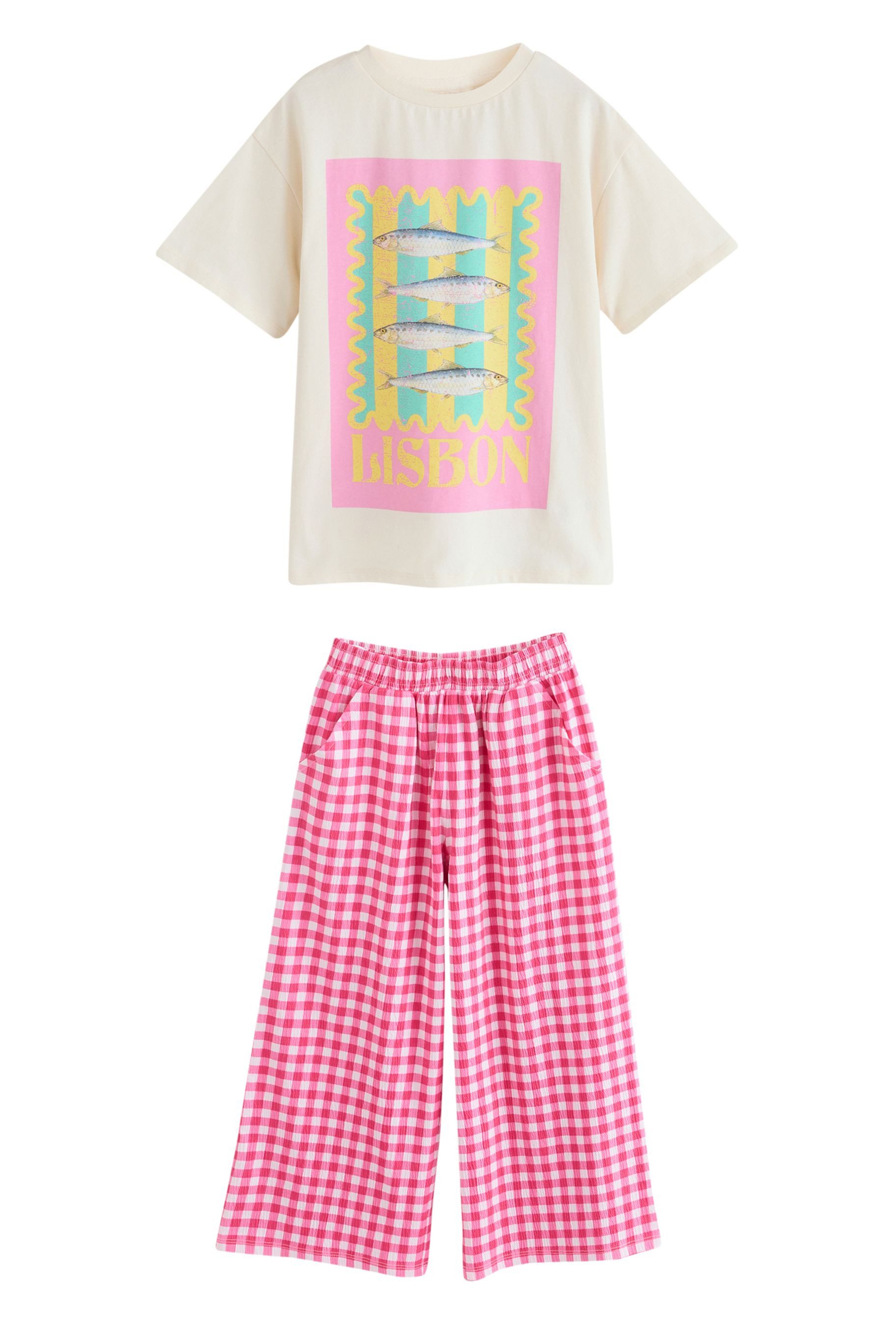 Shirt & Hose Grafik-T-Shirt und Hose mit weitem Bein