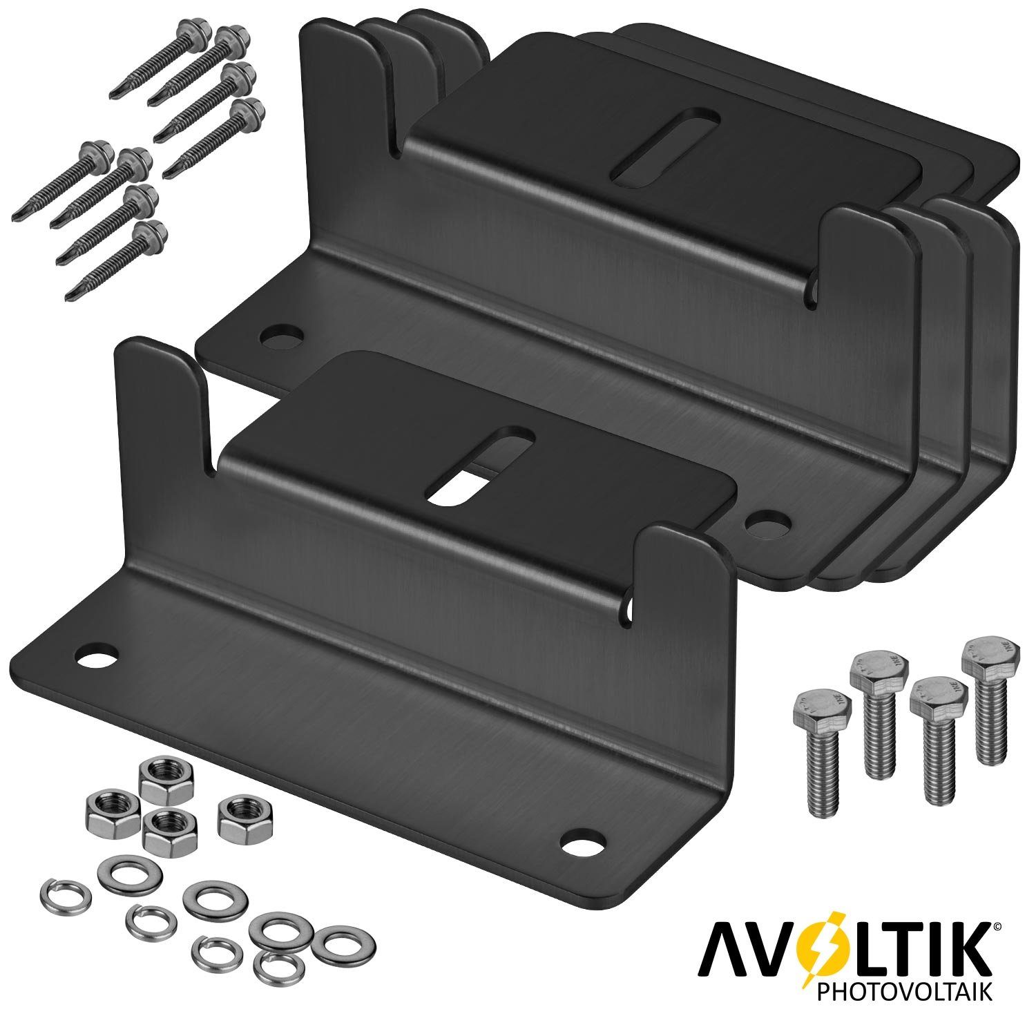 avoltik Wechselrichter 4er 8er Set Alu Z-Winkel Befestigunswinkel PV Solarmodule Halterung, (Z-Winkel in silber oder schwarz zur Auswahl, Z-Winkel in silber oder schwarz zur Auswahl), Z-Winkel in silber oder schwarz zur Auswahl