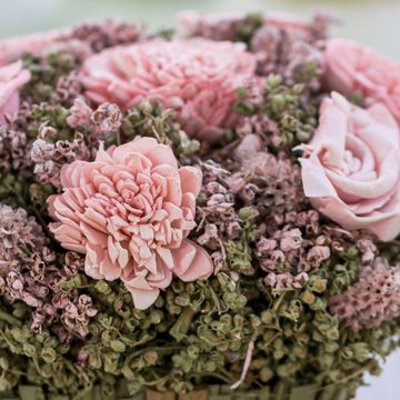 Kunstblumenstrauß Rosa Rosen Trockenblumen Deko Hochzeit Wohn-Deko Großer Strauß, CHAKS