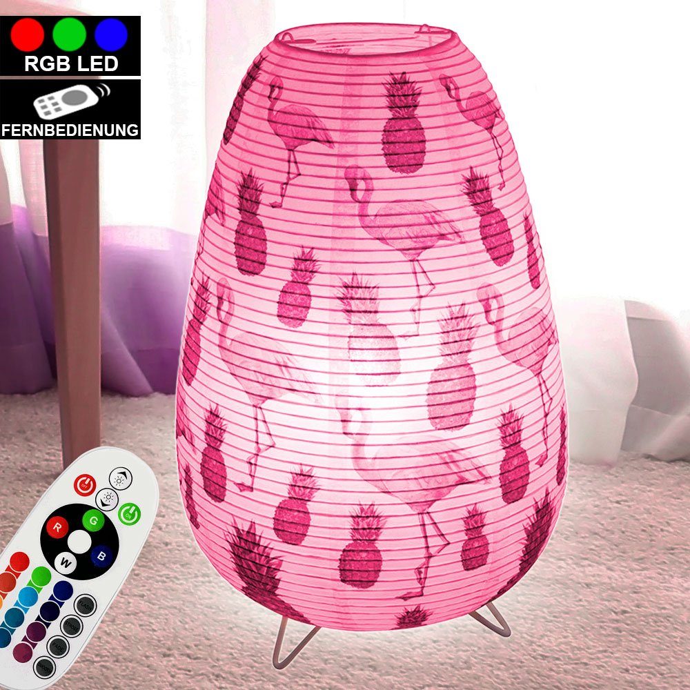 RGB LED Textil Tisch Lampe Fernbedienung Ananas Design Keramik Leuchte dimmbar 