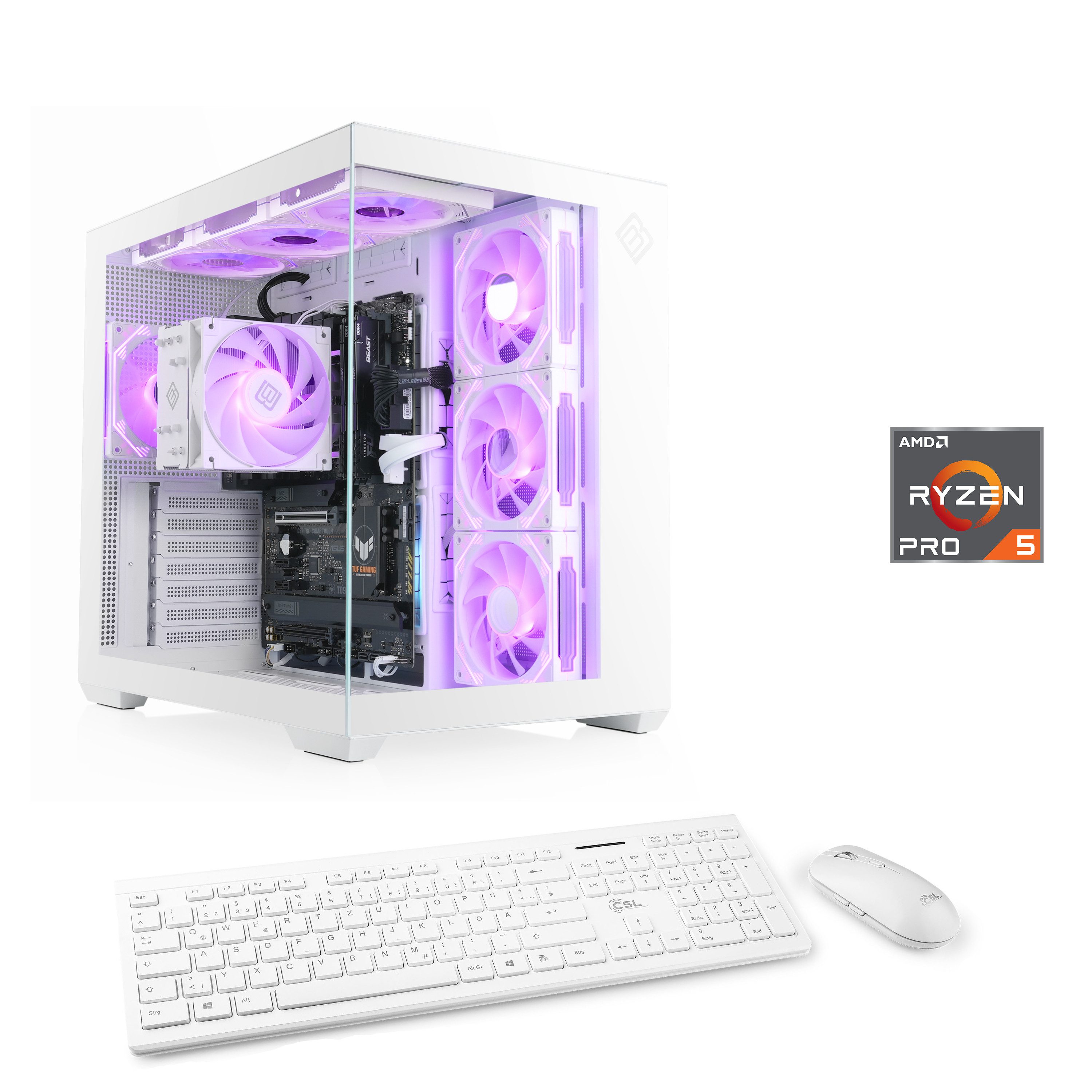 CSL Vitrum Advanced V24481 PC (AMD Ryzen 5 Pro 5655G, 0, 16 GB RAM, 500 GB SSD, Luftkühlung)