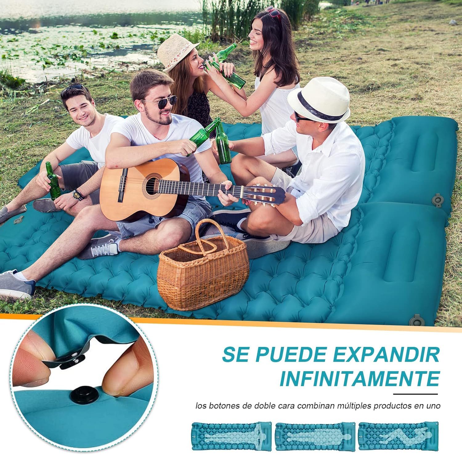 AKKEE Isomatte Outdoor Campingmatte 190×60 CM isomatte selbstaufblasend, camping zubehör, für Wandern, Zelt