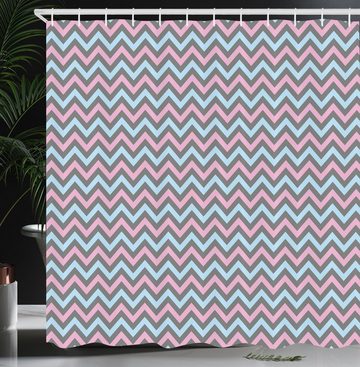 Abakuhaus Duschvorhang Moderner Digitaldruck mit 12 Haken auf Stoff Wasser Resistent Breite 175 cm, Höhe 180 cm, grau Chevron Pastell Sharp Zigzags