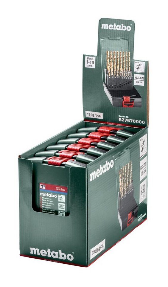 metabo HSS-TiN-Kunststoffkassette, Bohrersatz, 19-teilig "SP",