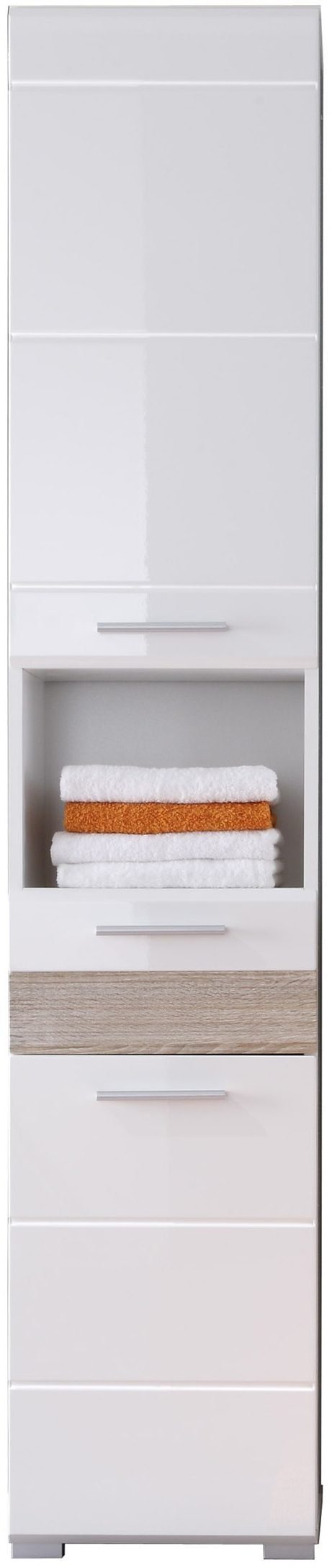 welltime Hochschrank Marbella Hochschrank mit Absetzung Eiche - (B/T/H) 37/31/182 cm