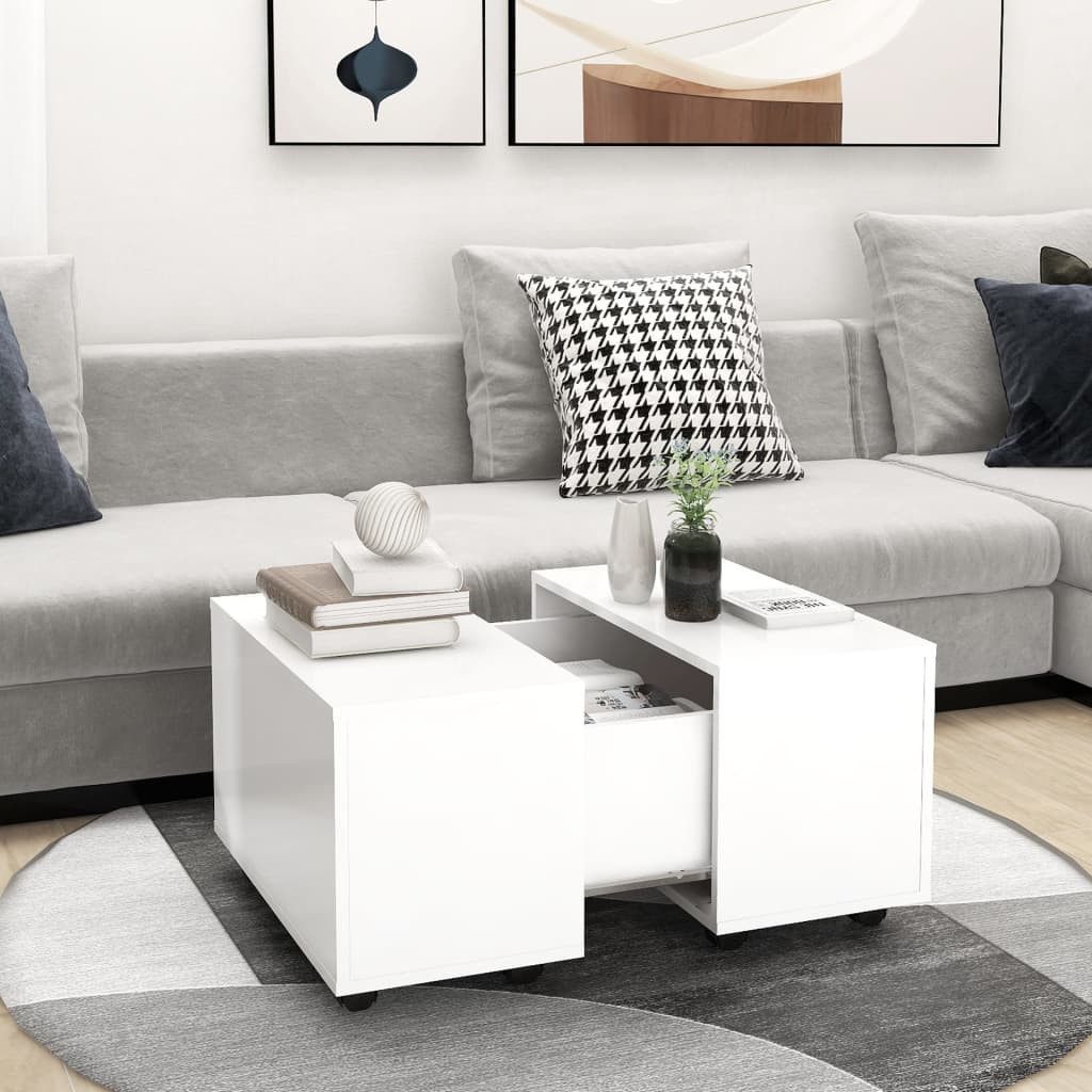 furnicato Couchtisch Eleganter Weiß 60 x 60 x 38 cm mit Rollen (1-St)