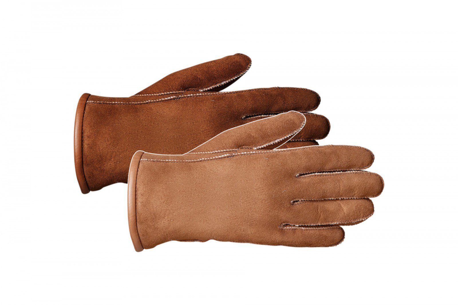 Größe gefüttert Handschuhe braun hochwertigem Lederhandschuhe mit Fellhof Lammfell 6-10 Unisex