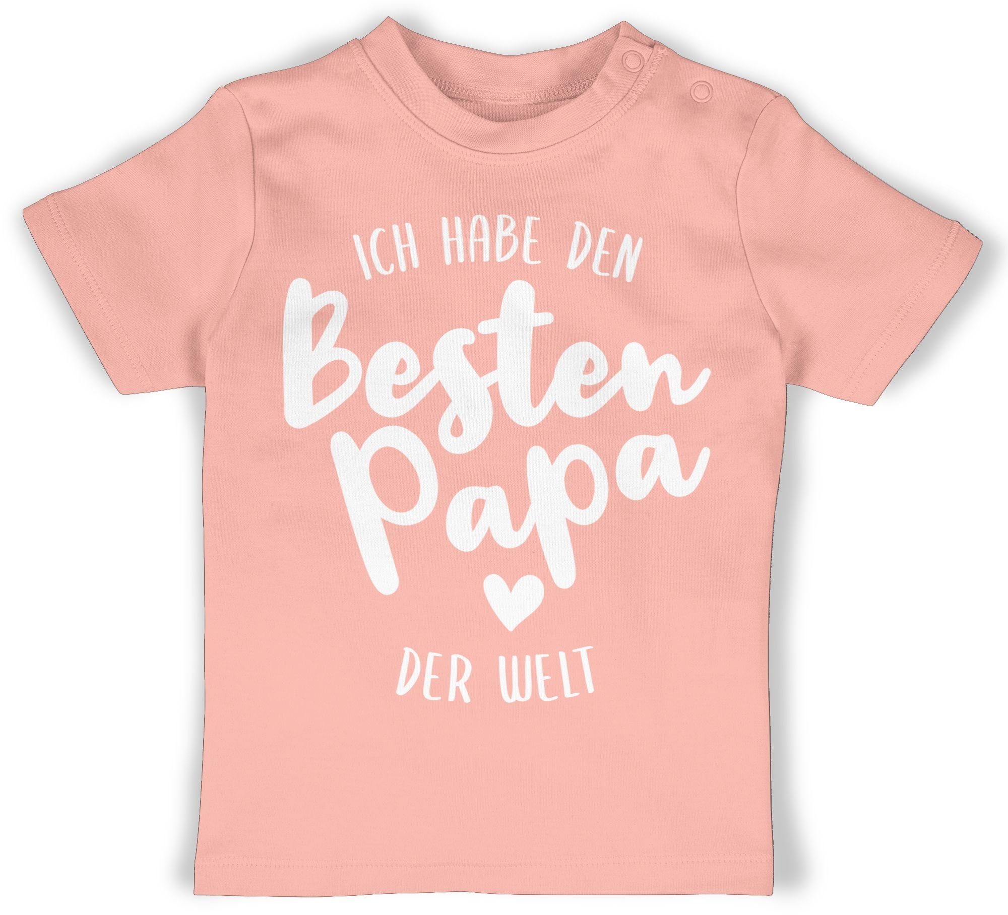 Ich den Shirtracer Vatertag habe Geschenk Welt der Papa 3 T-Shirt Baby Babyrosa besten